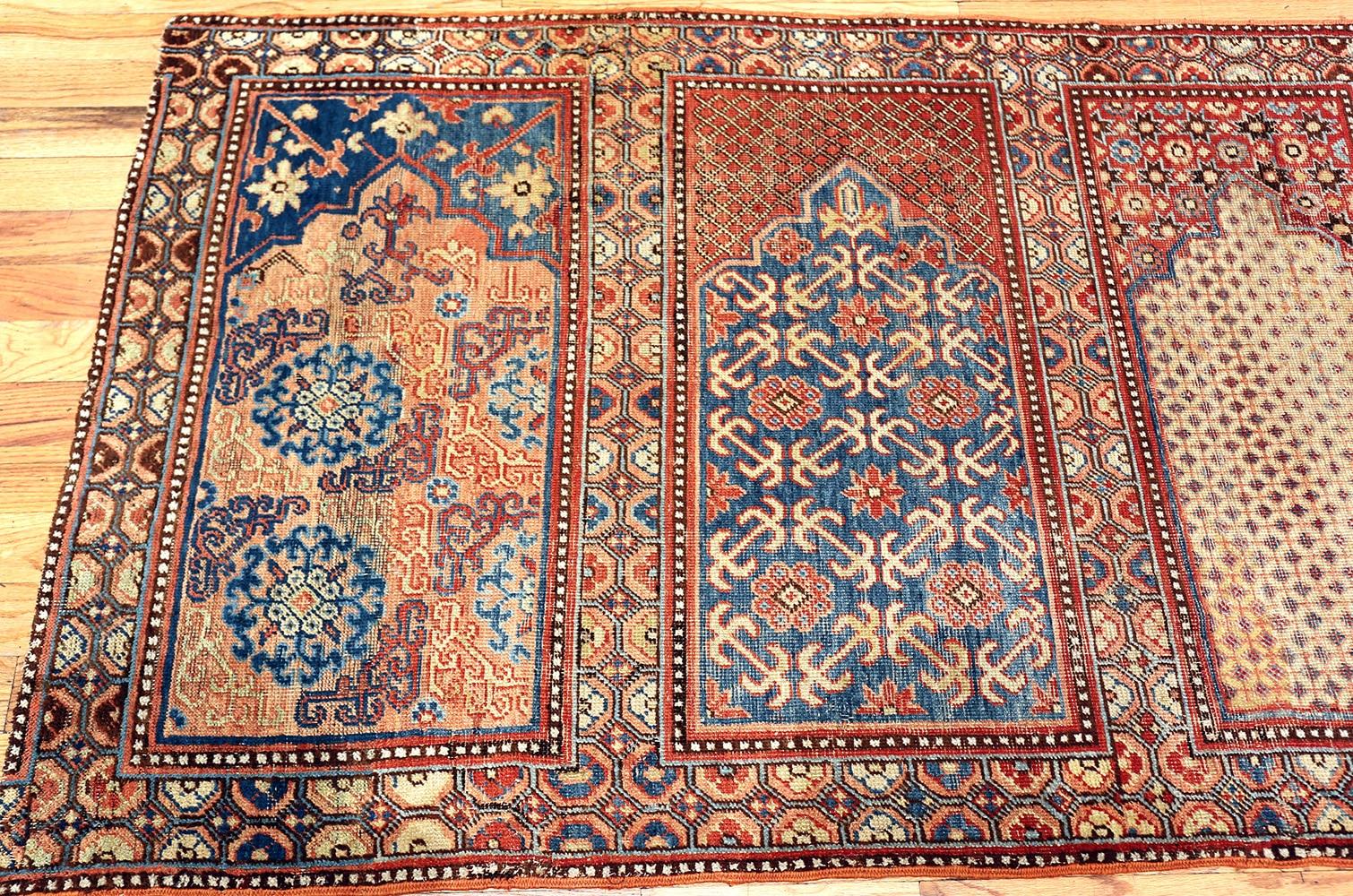 Wool 1800's Khotan Saf Prayer Rug from East Turkestan. Size: 8 ft 5 in x 3 ft 9 in 