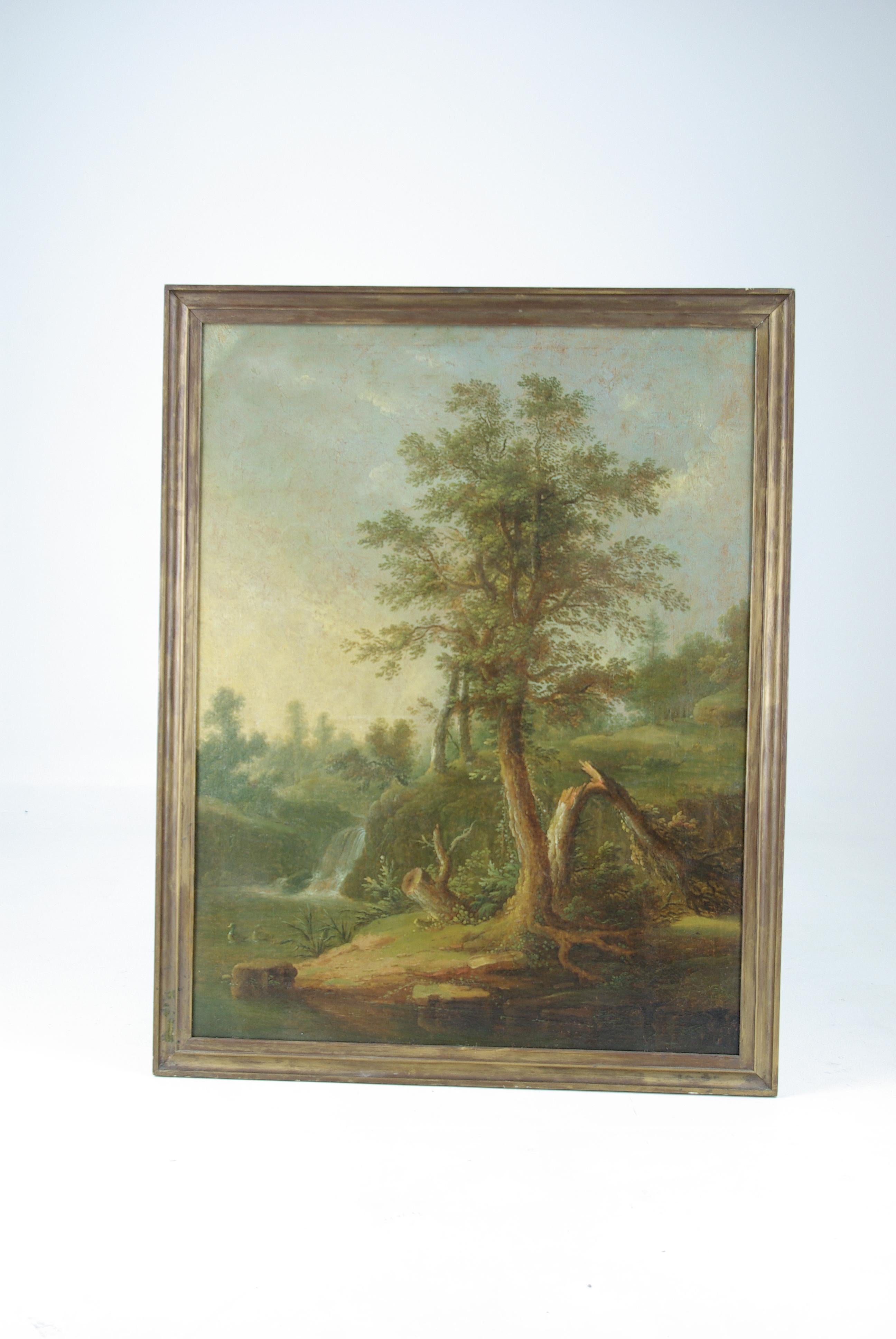 1800s Landscape Painting, Oil on Canvas, Unsigned, France 1820, H510 In Good Condition In Vancouver, BC