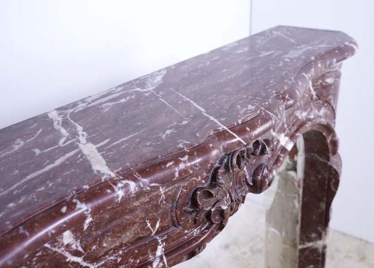 1800s Louis XV Style Rouge Royal Marble Mantel France For Sale at 1stDibs