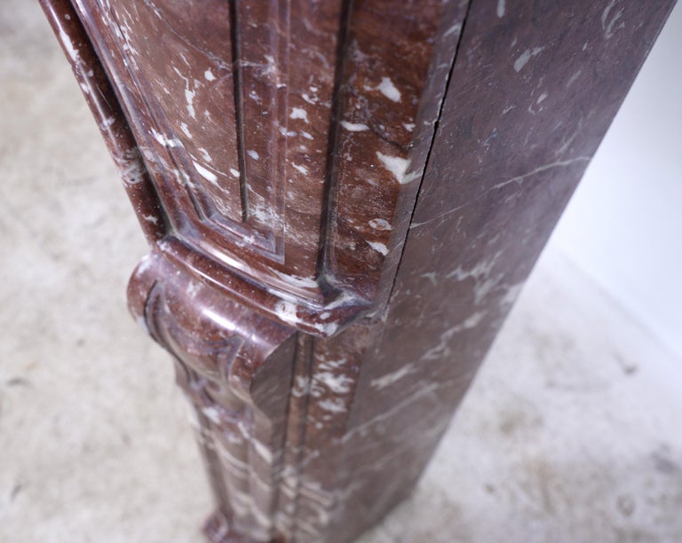 1800s Louis XV Style Rouge Royal Marble Mantel France For Sale at 1stDibs