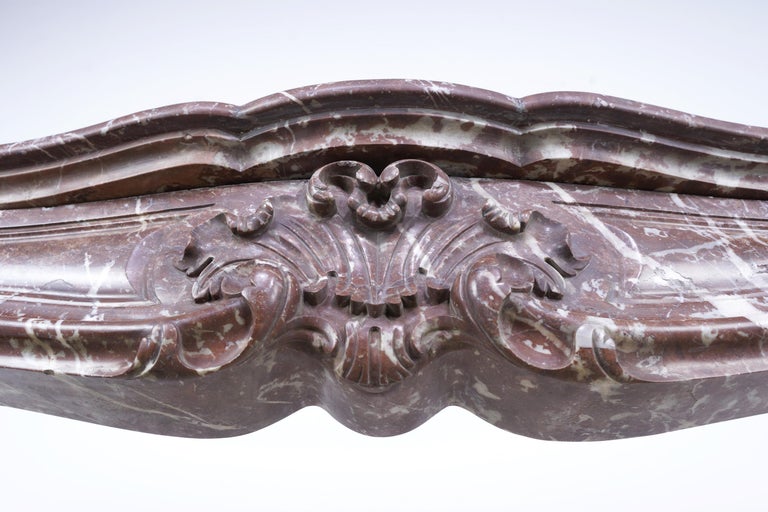 1800s Louis XV Style Rouge Royal Marble Mantel France For Sale at 1stDibs