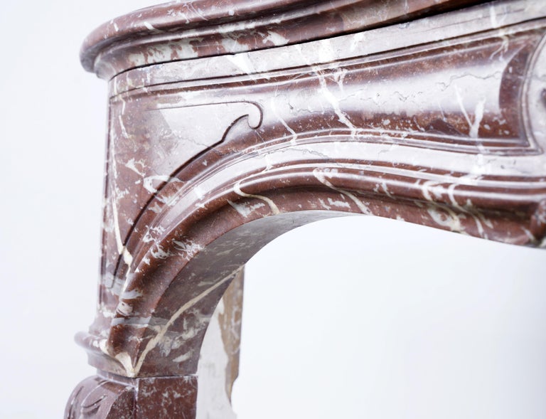 1800s Louis XV Style Rouge Royal Marble Mantel France For Sale at 1stDibs