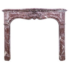 1800s Louis XV Style Rouge Royal Marble Mantel France