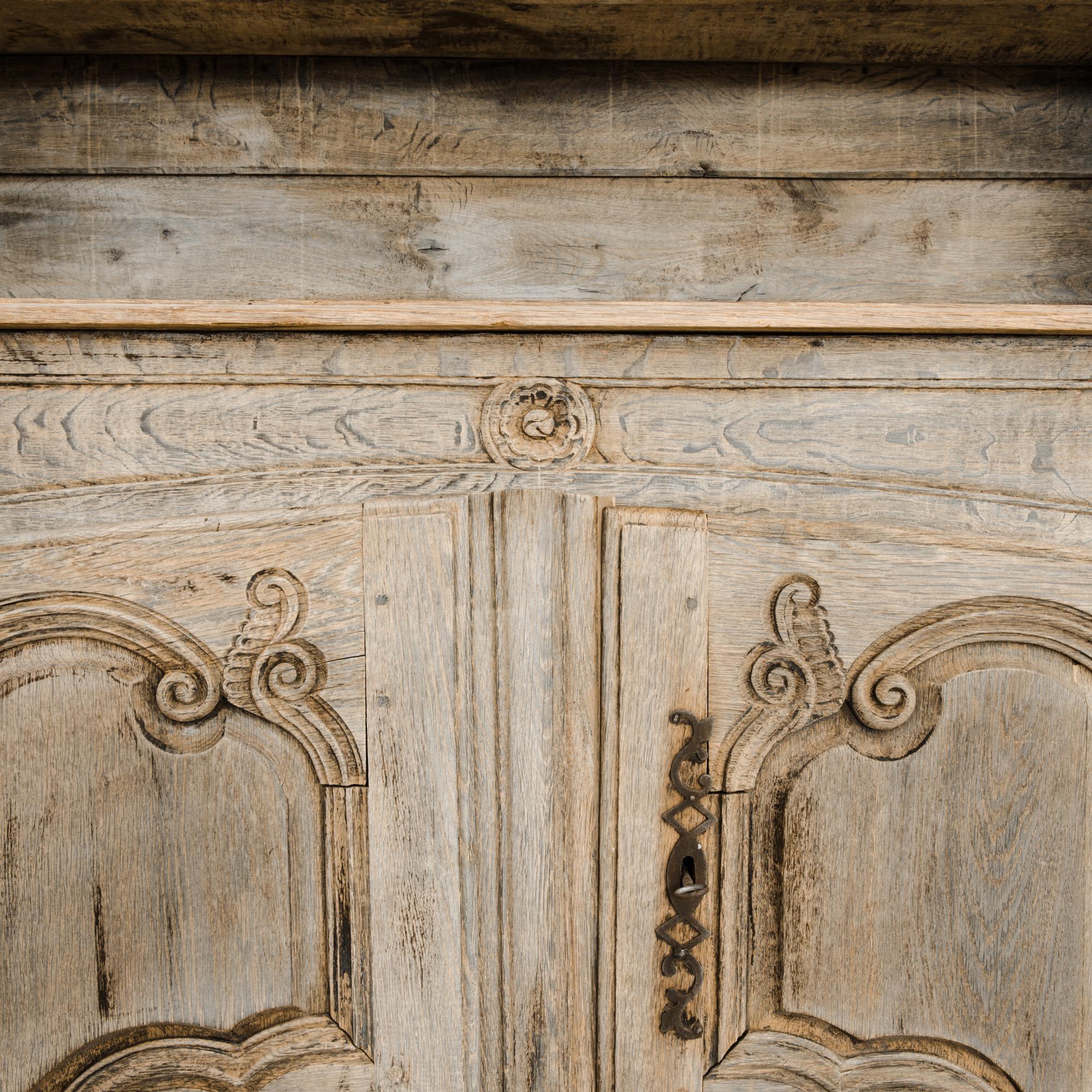 1800s Louis XVI Bleached Oak Cupboard 3