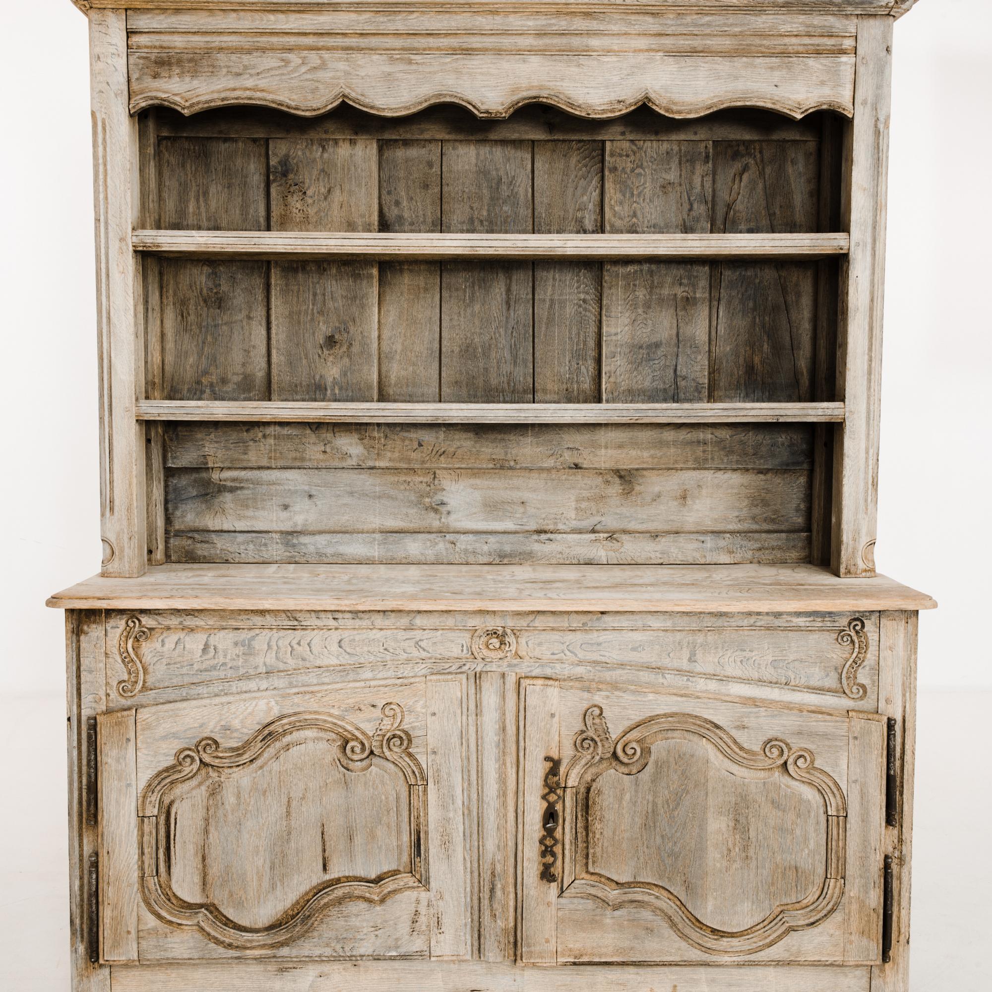 1800s Louis XVI Bleached Oak Cupboard In Good Condition In High Point, NC
