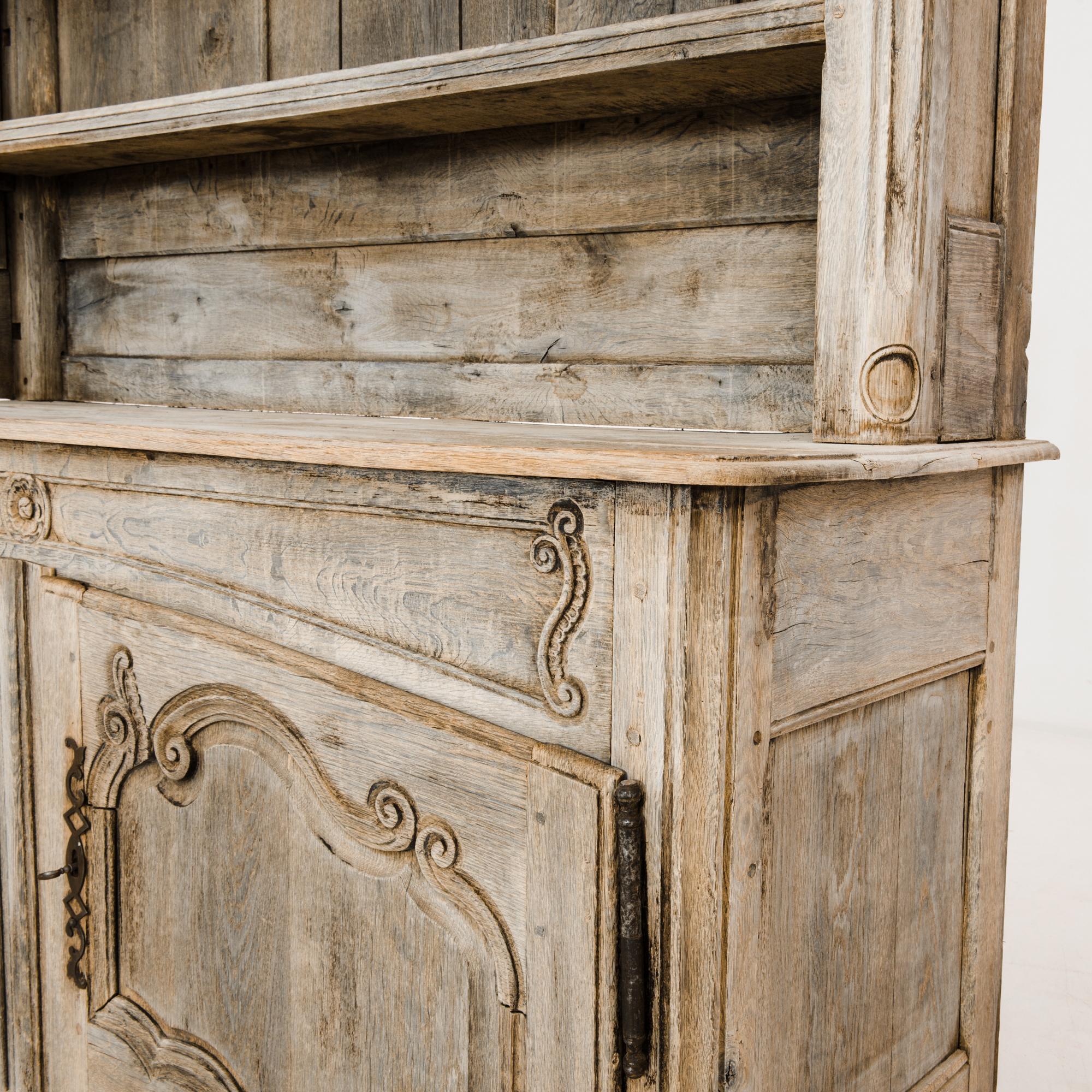 Iron 1800s Louis XVI Bleached Oak Cupboard