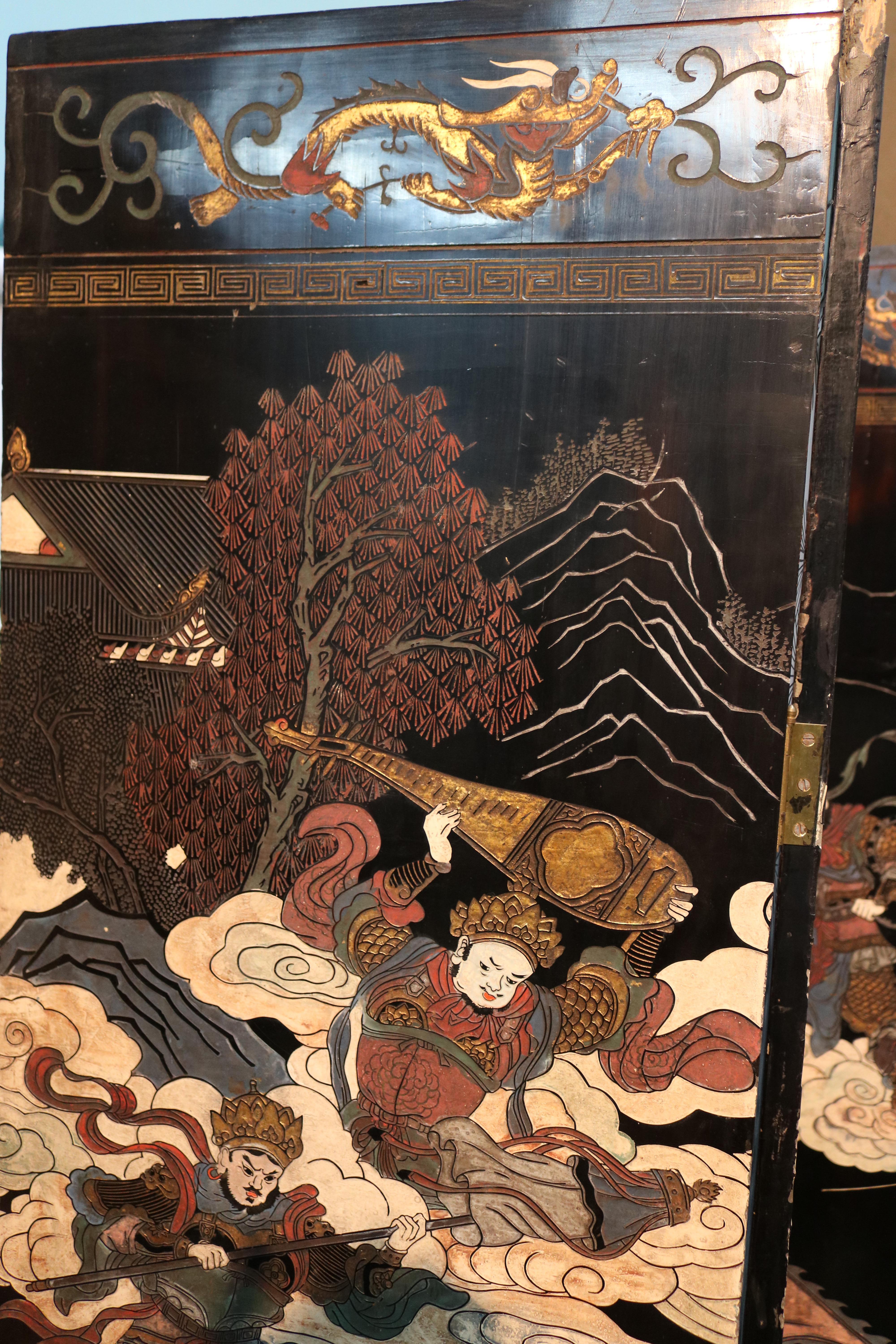 1800s Most Auspicious 8-Panel Lacquer Chinese Coromandel Screen-Signed For Sale 5