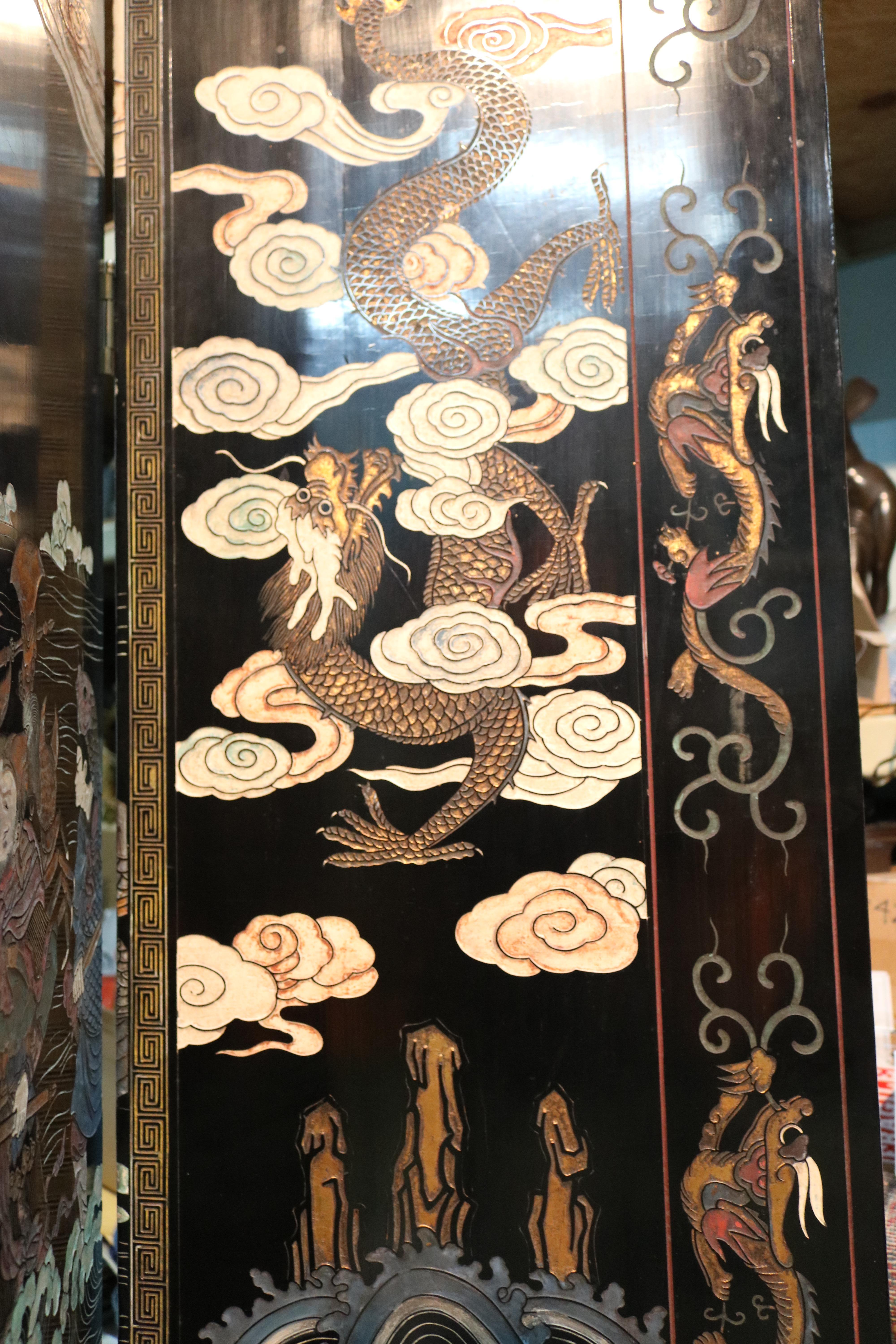 Gilt 1800s Most Auspicious 8-Panel Lacquer Chinese Coromandel Screen-Signed For Sale