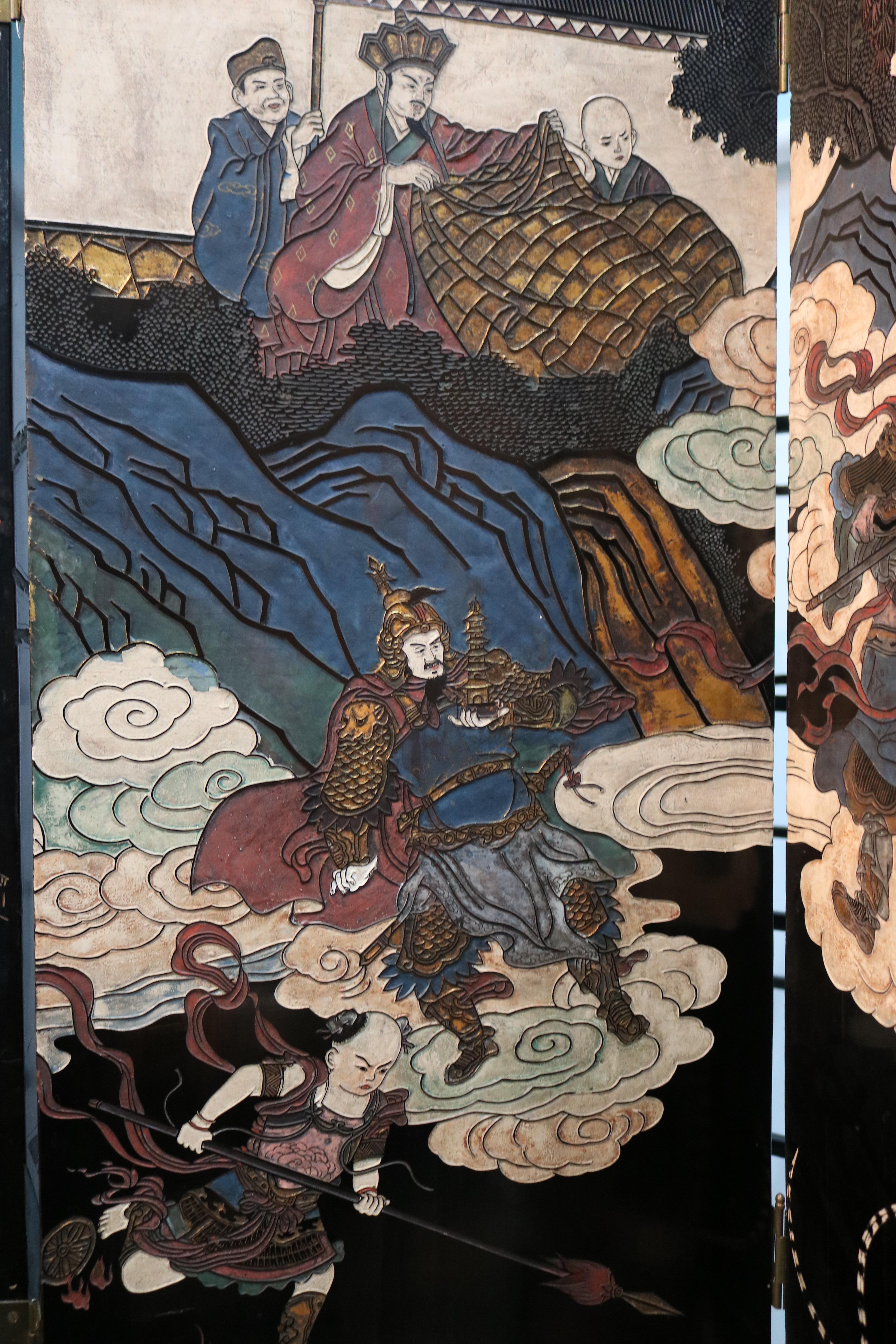 1800s Most Auspicious 8-Panel Lacquer Chinese Coromandel Screen-Signed For Sale 1
