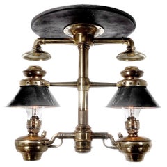 1800s Norfolk and Western Bright Finish Railroad Dining Car Double Chandelier