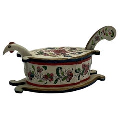 1800s Norwegian Rosemaling Ale Bowl Tine Box – Handpainted Rosemaling Folk Art