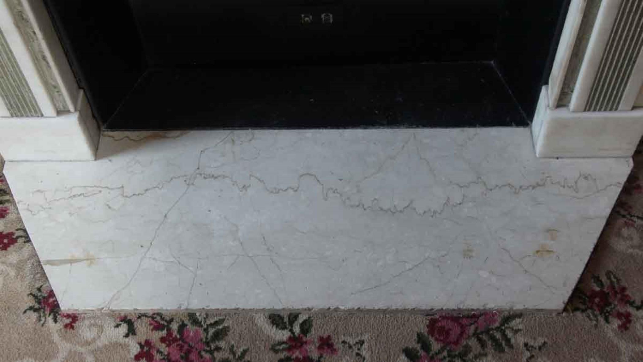 1800s NYC Waldorf Astoria Hotel Mantel White and Green Marble Regency Style 6