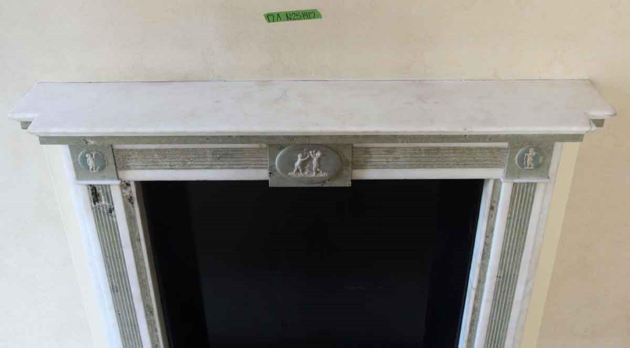 19th Century 1800s NYC Waldorf Astoria Hotel Mantel White and Green Marble Regency Style