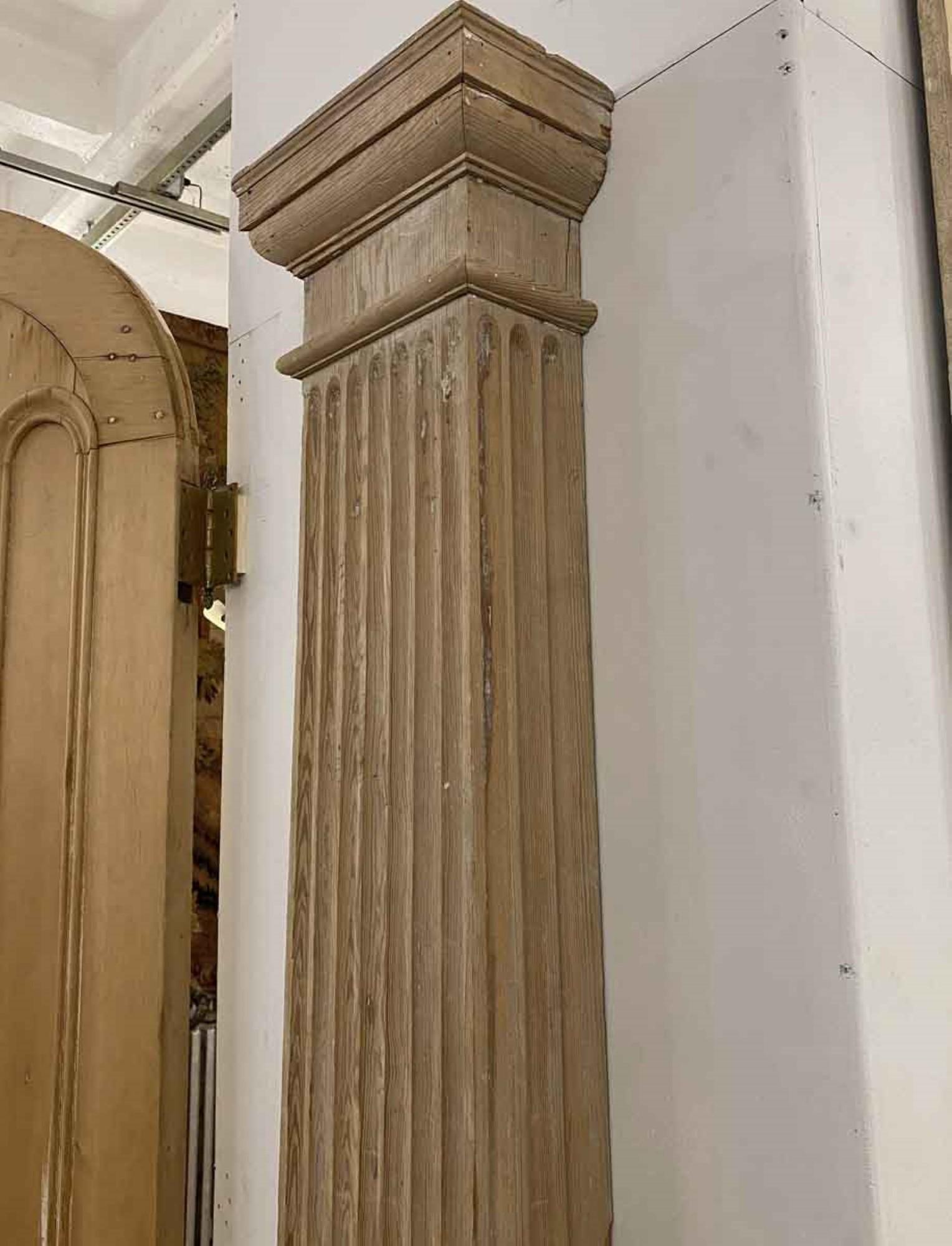 American 1800s Pair of Fluted Pilasters Antique from a VA Estate, Half Square