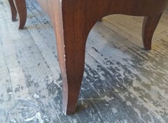 1800s Pair Ornate Dark Mahogany Armchairs Silk Upholstery