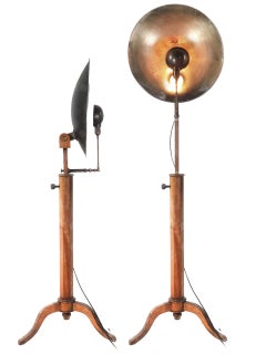 1800s Parabolic Mirror Floor Lamp - 19 Inch Reflector