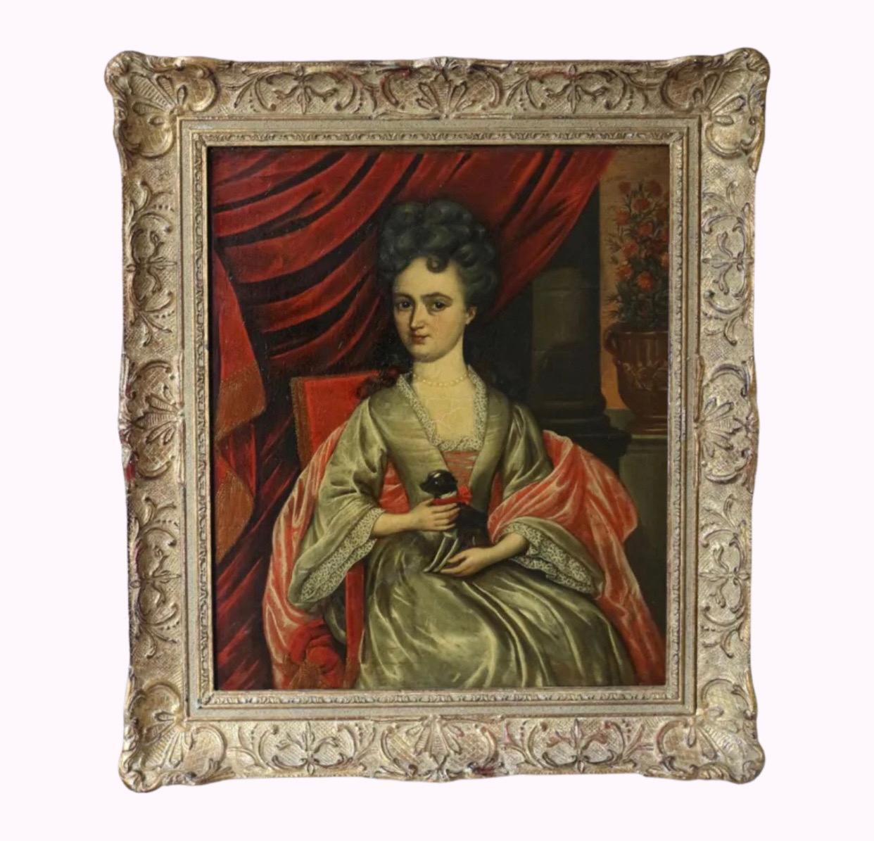 Neoclassical 1800s Parisian realism/ naive portrait of Madame de Graffigny For Sale