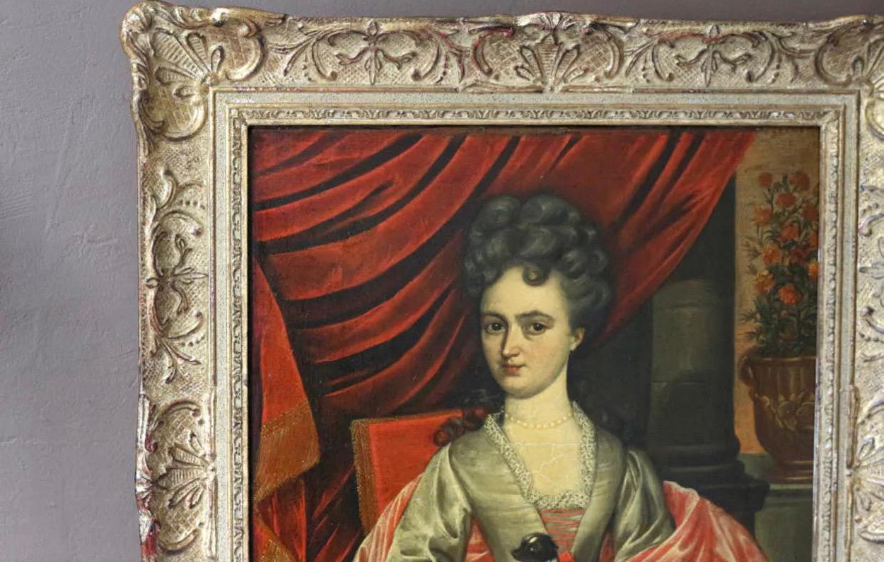 French 1800s Parisian realism/ naive portrait of Madame de Graffigny For Sale