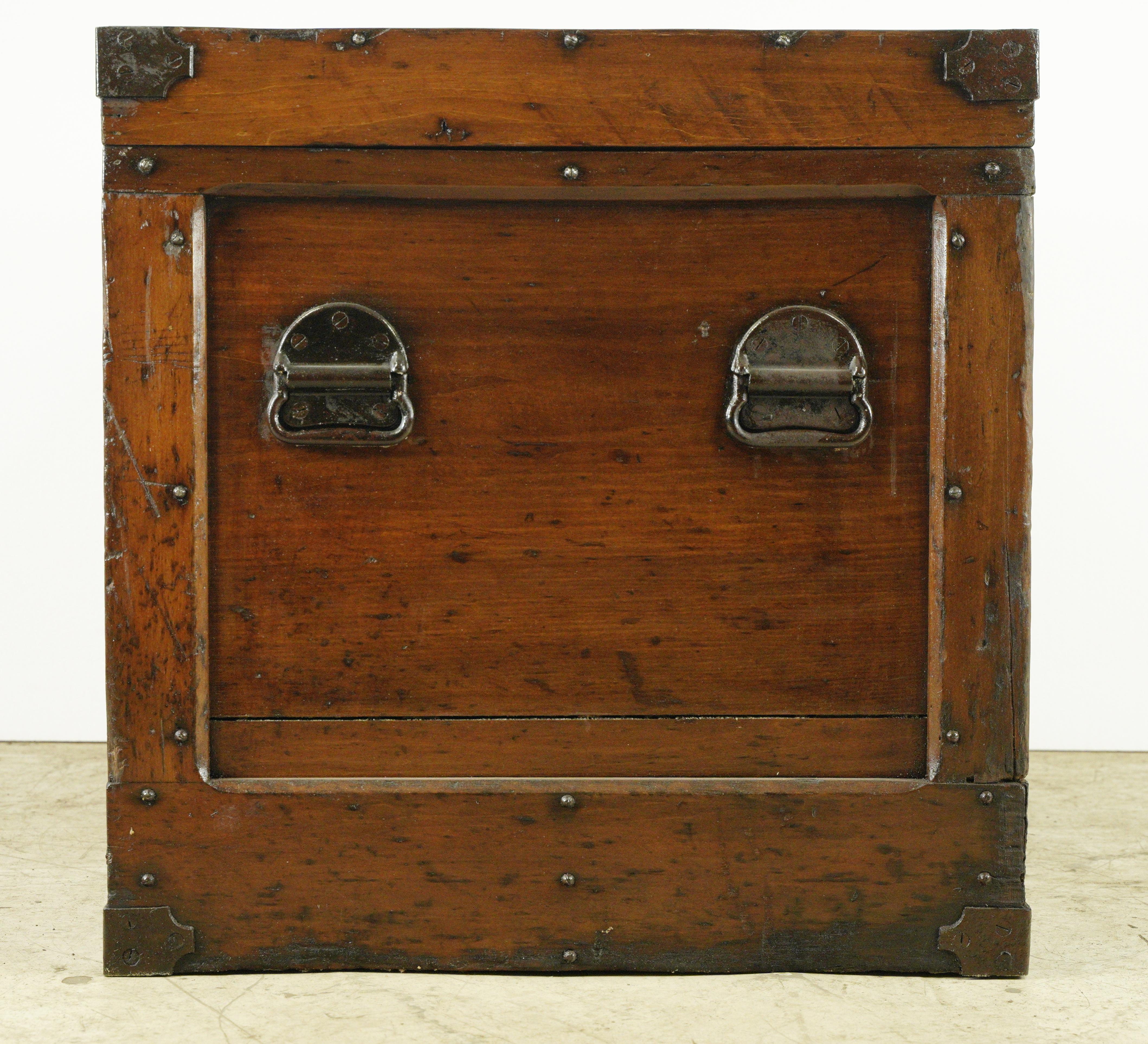 1800s Pine C.H. Tenney Trunk with Leather Straps For Sale 6