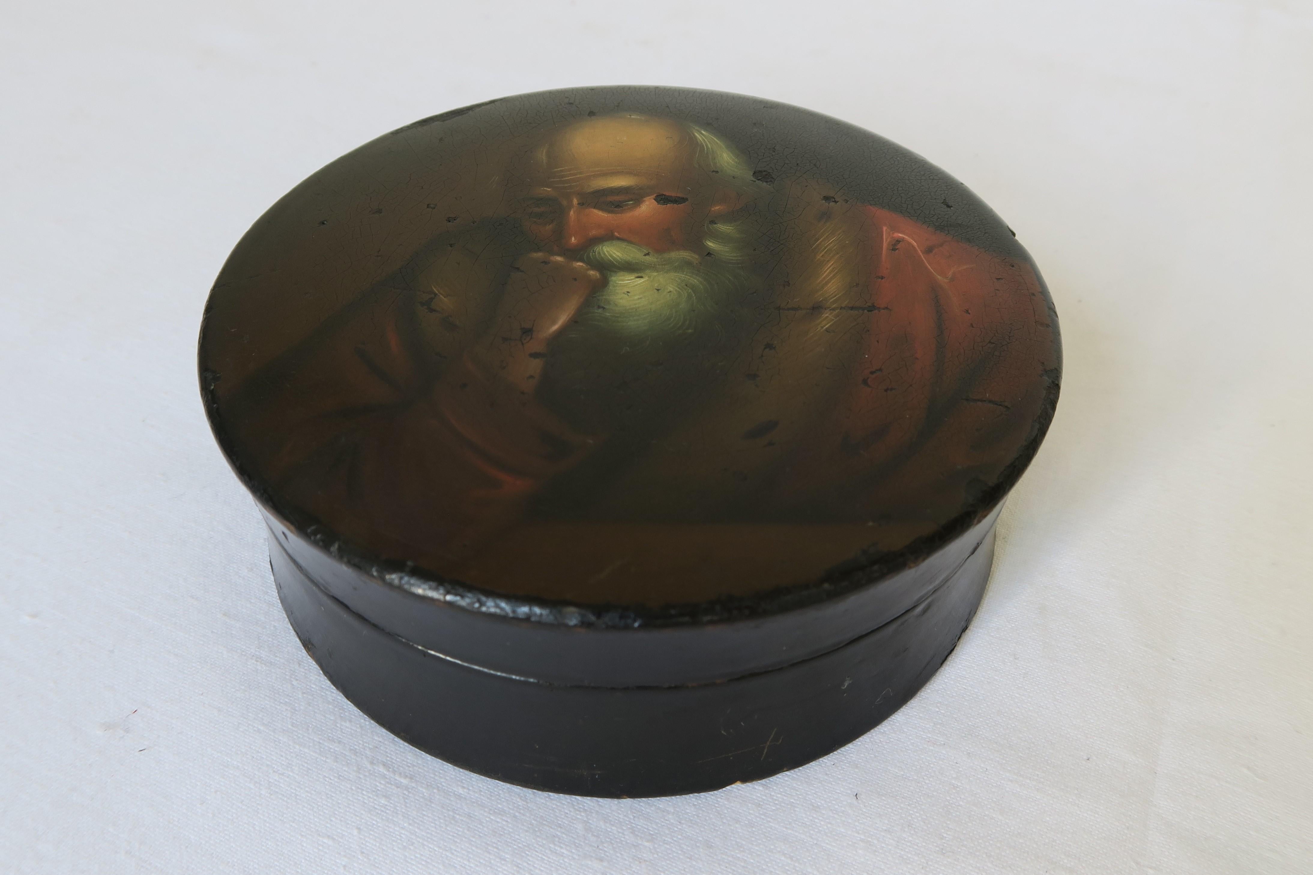 Bentwood 1800s Russian Lacquer Box Philosopher For Sale
