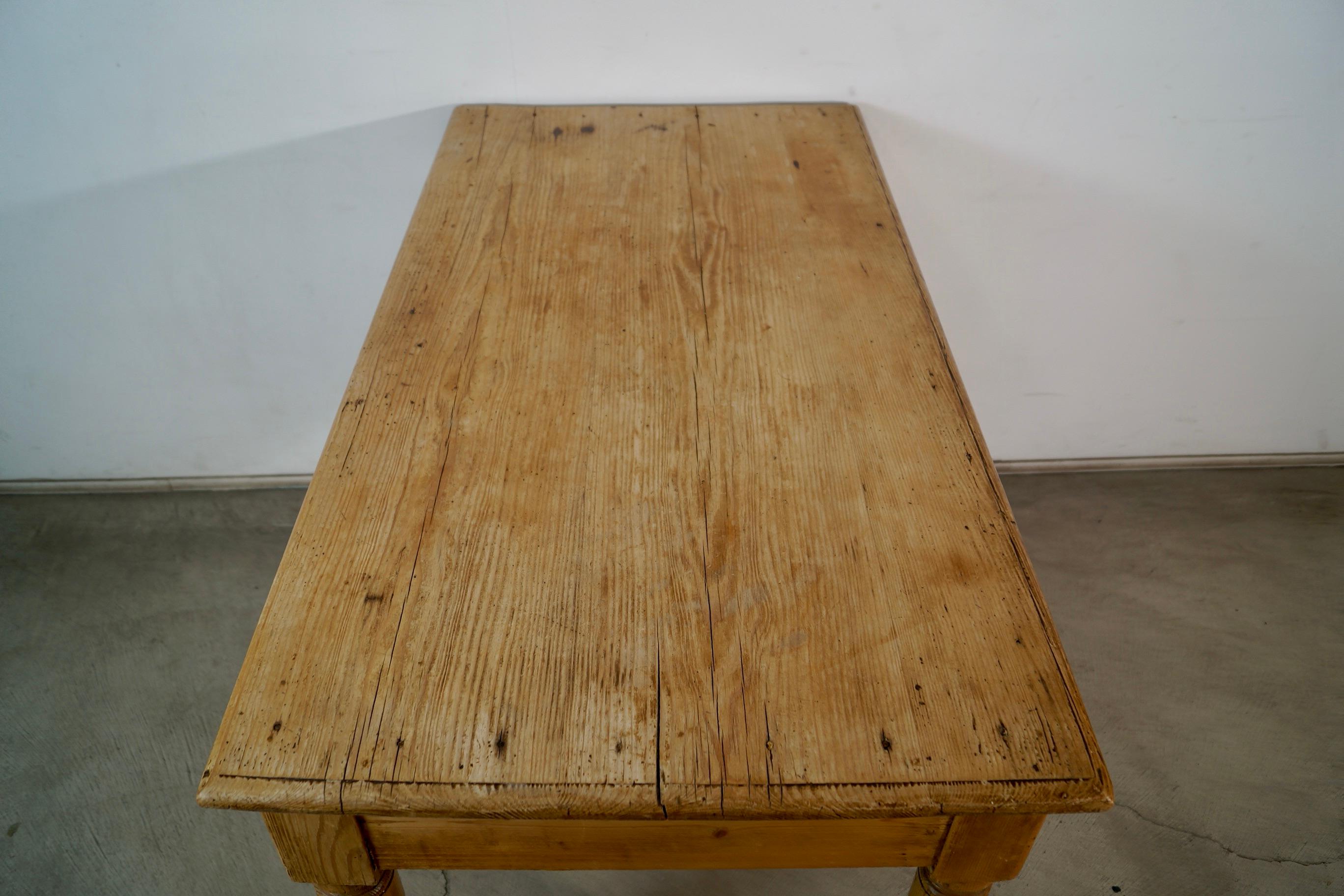 1800's Rustic Solid English Pine Farm Table 8