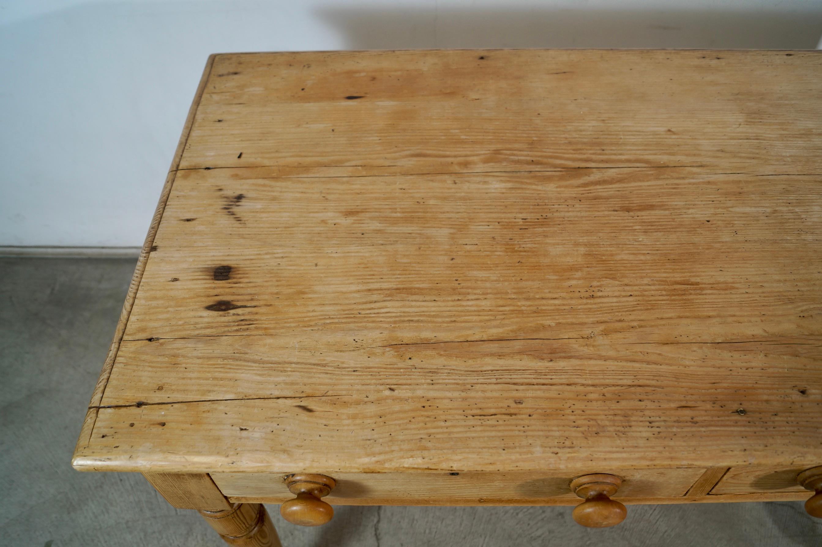 1800's Rustic Solid English Pine Farm Table 10