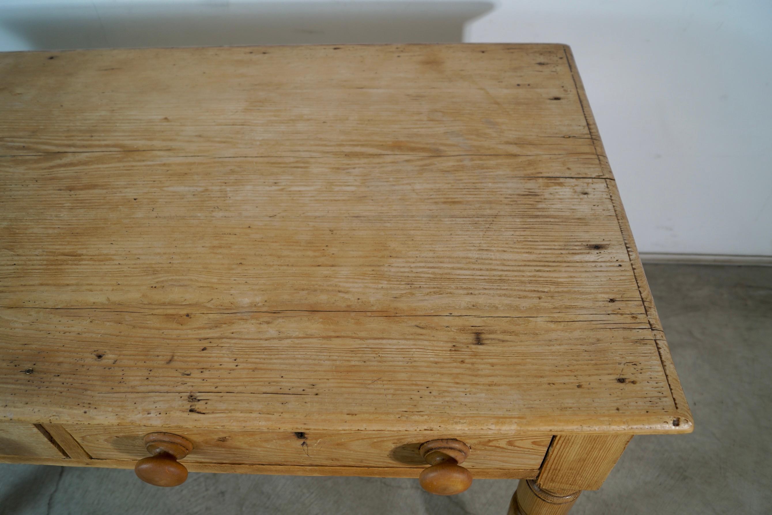 1800's Rustic Solid English Pine Farm Table 11