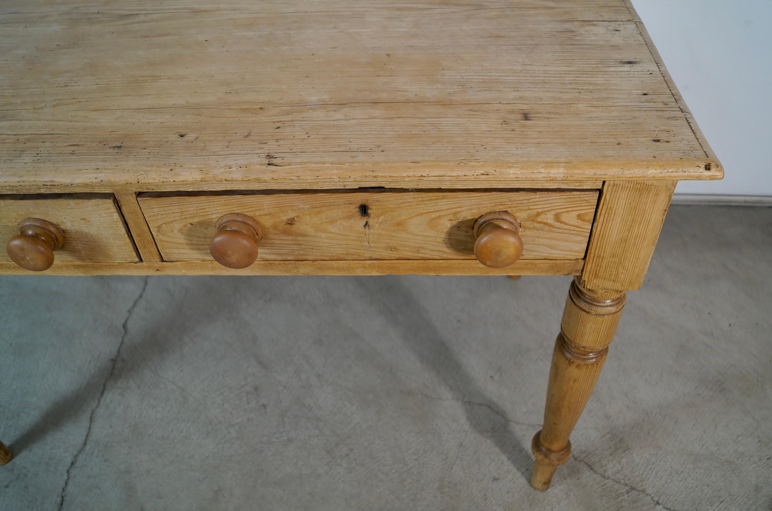 1800's Rustic Solid English Pine Farm Table 13