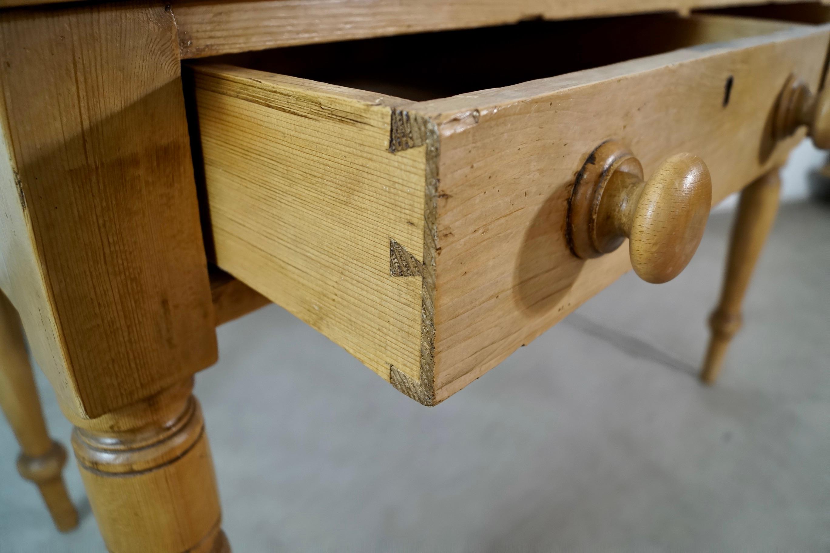 1800's Rustic Solid English Pine Farm Table 15