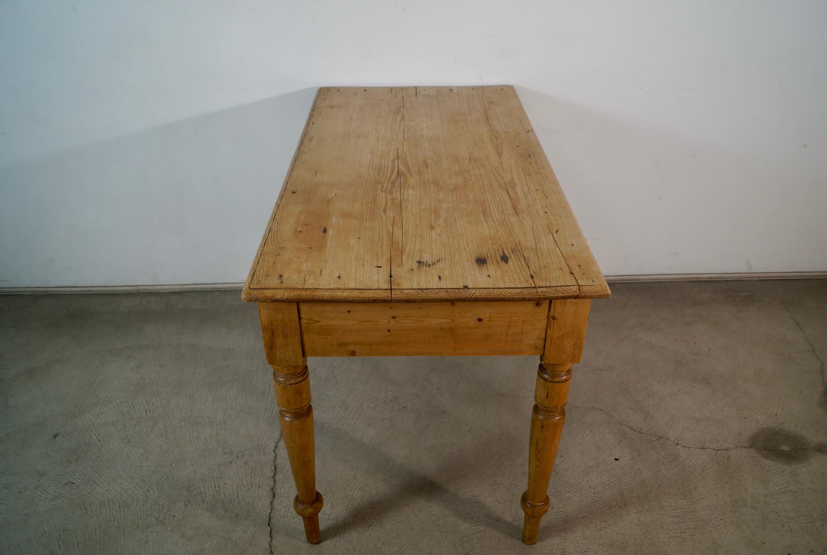1800's Rustic Solid English Pine Farm Table 1