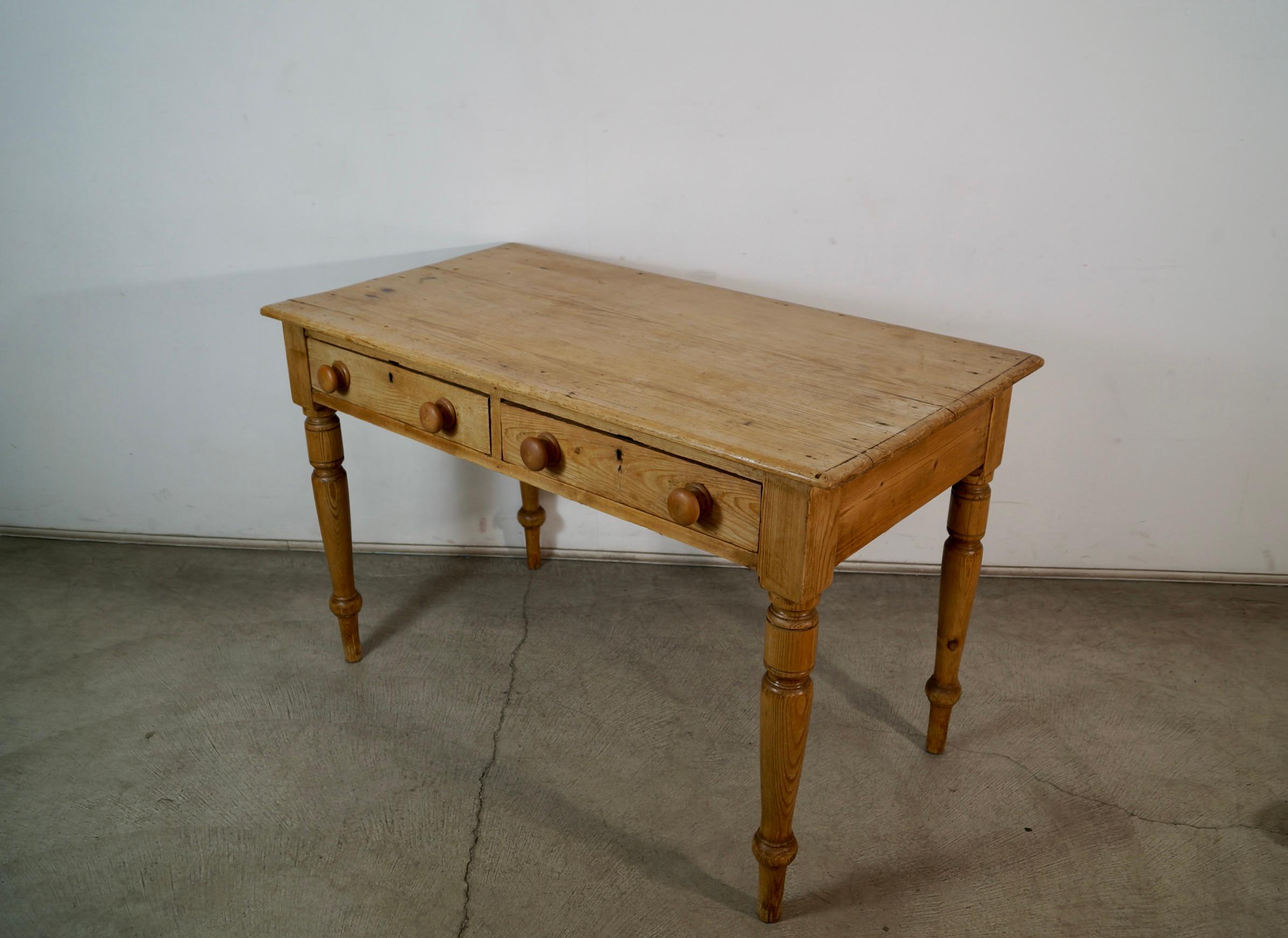 1800's Rustic Solid English Pine Farm Table 3
