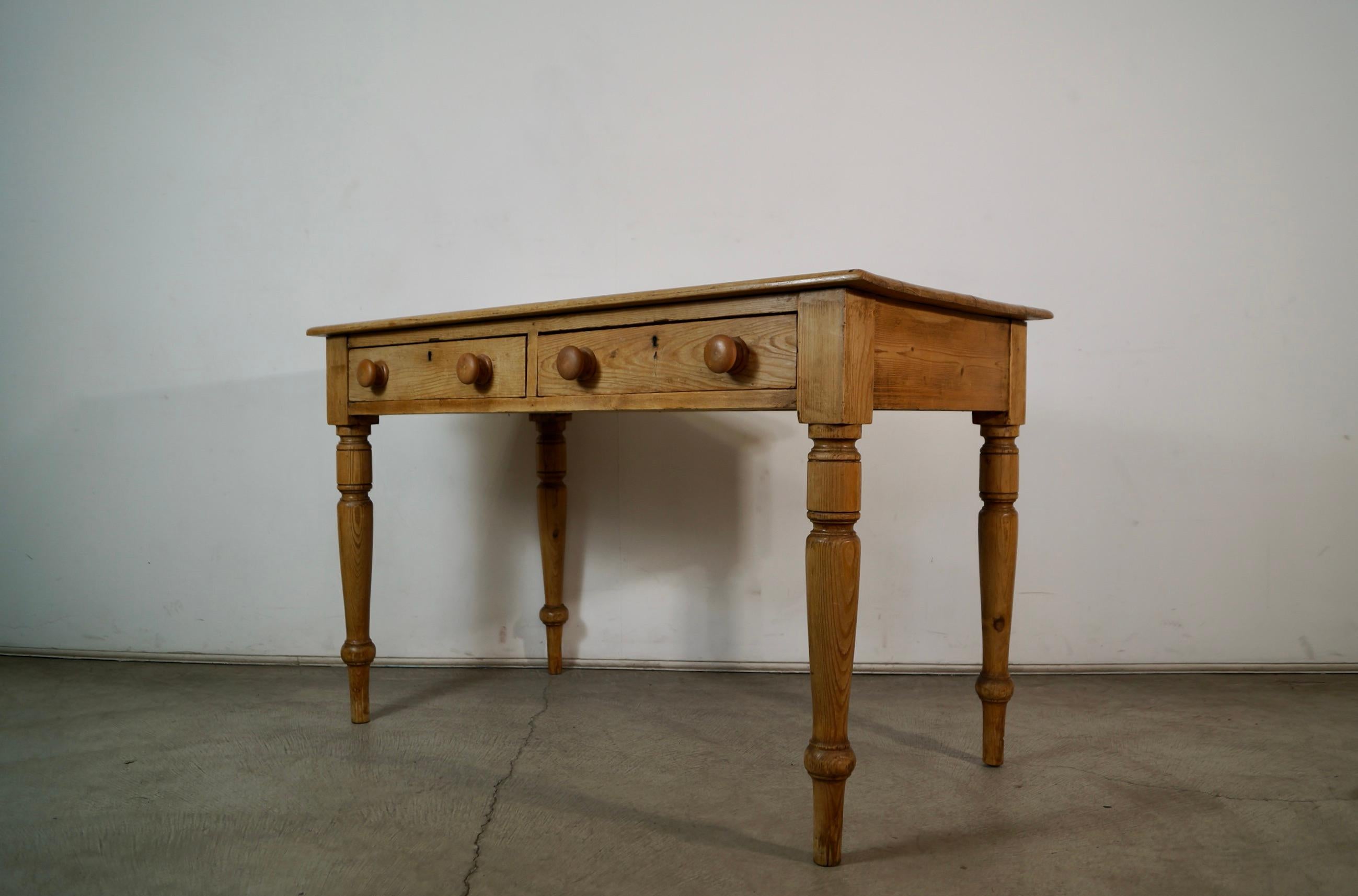 1800's Rustic Solid English Pine Farm Table 4