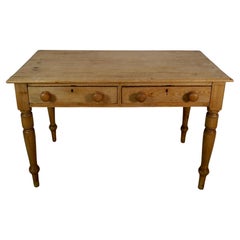 Table de ferme anglaise rustique en pin massif des années 1800
