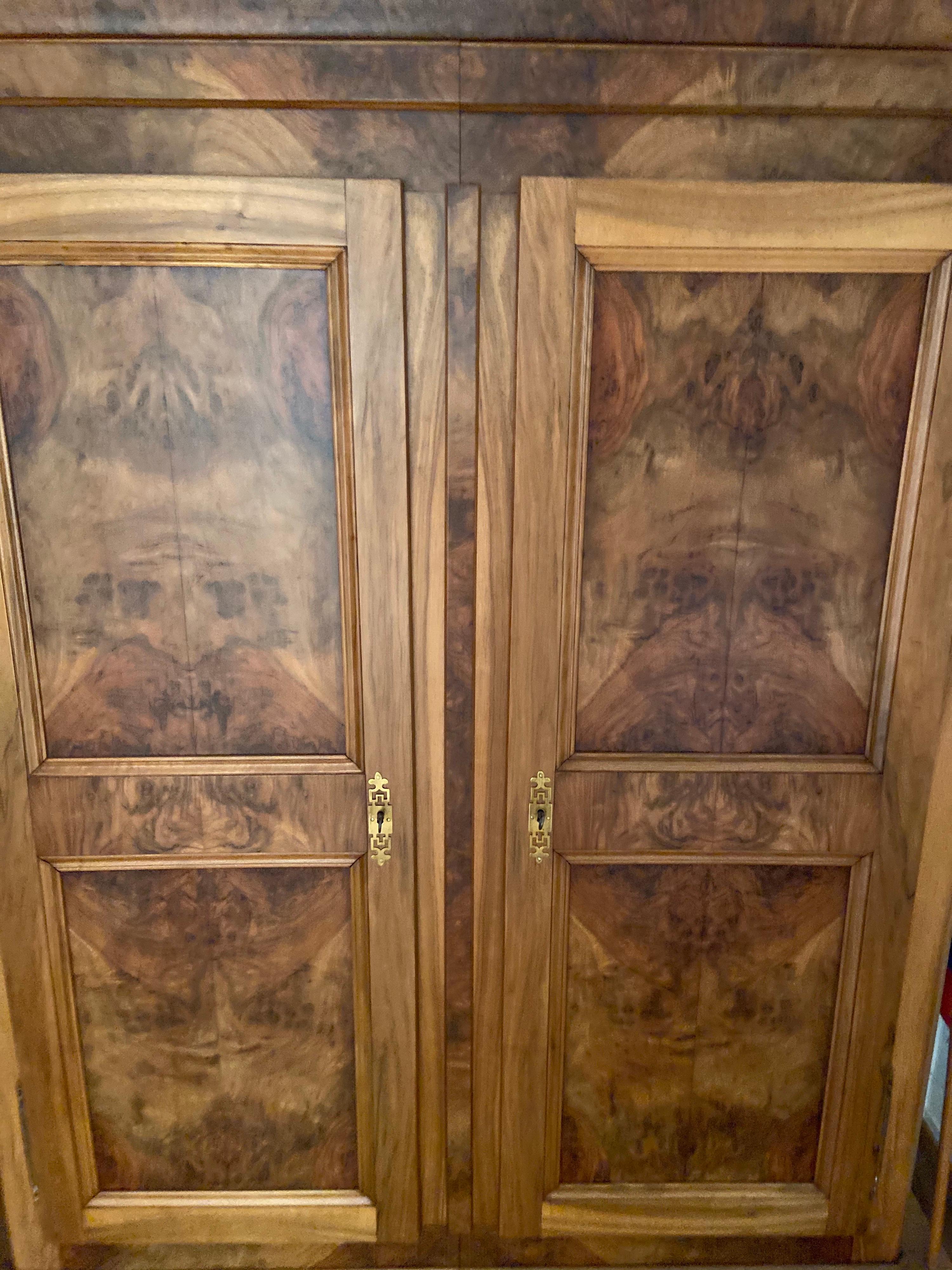 Hand-Crafted 1800s Rustic Walnut Armoire, Restored