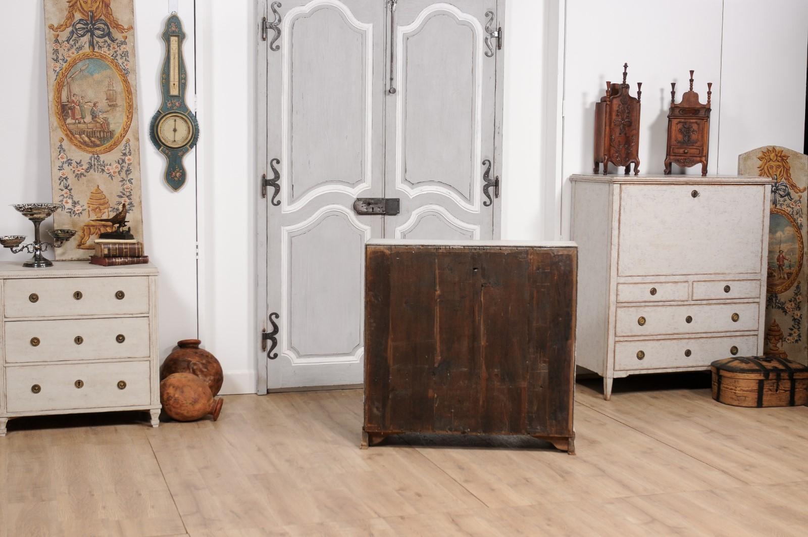 1800s Scandinavian Light Painted Slant-Front Secretary with Multiple Drawers For Sale 5