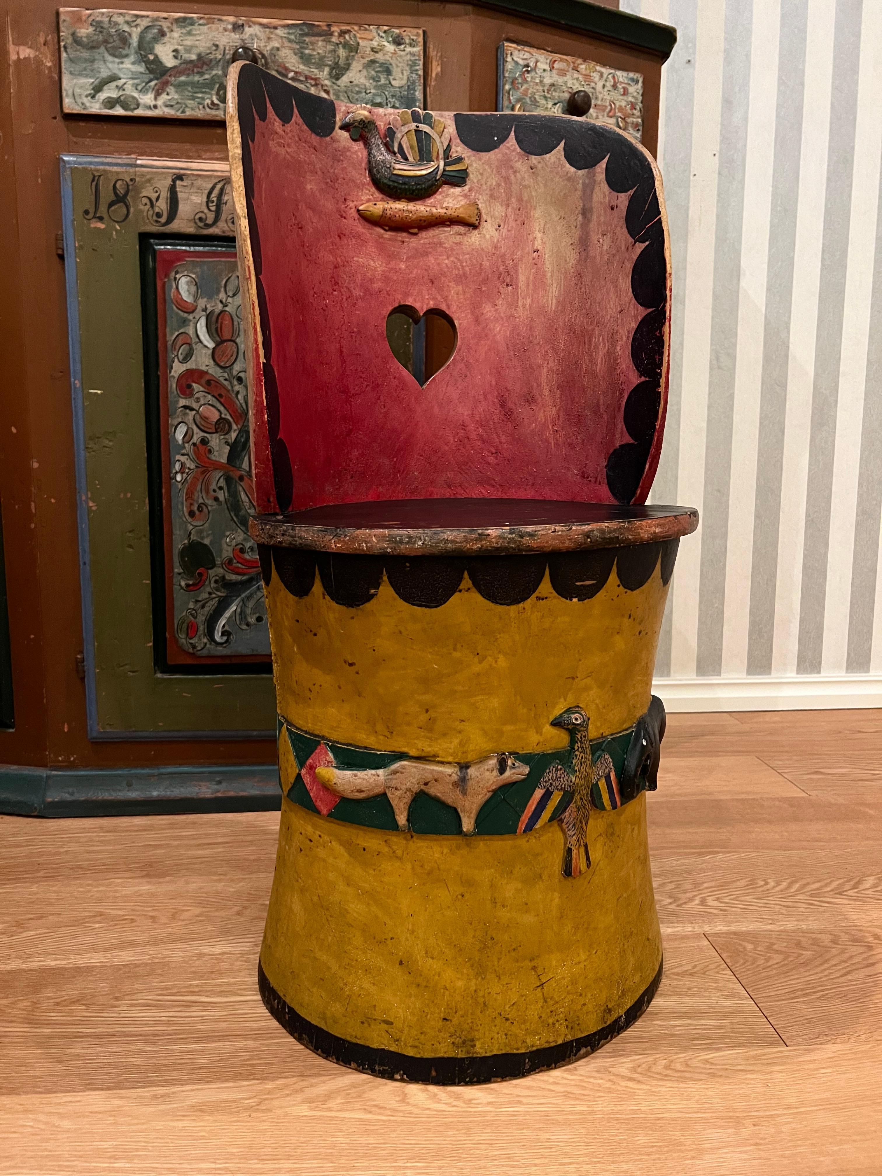 1800s Scandinavian Stump Chair, Museum-Quality Hand-crafted Folk Art, Norway For Sale 5