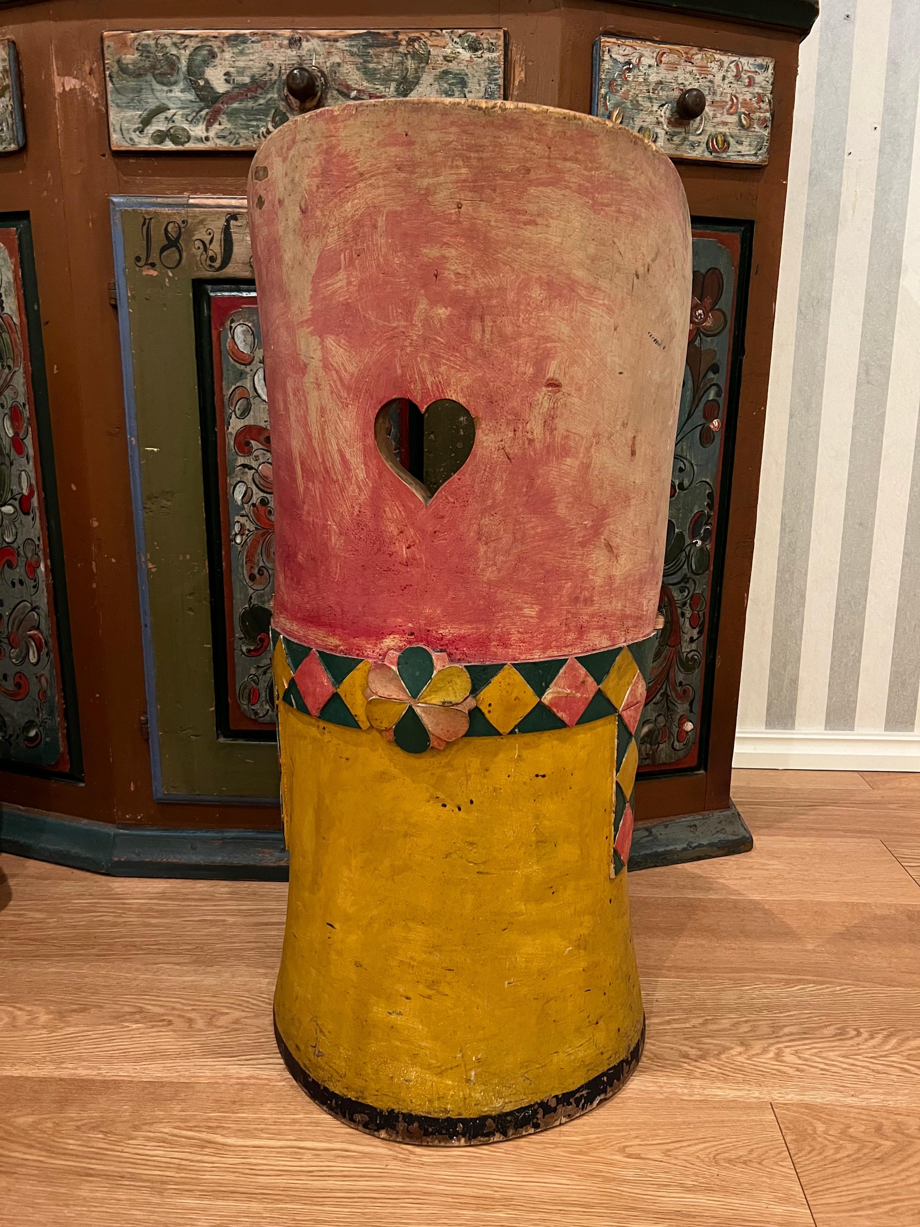 Pine 1800s Scandinavian Stump Chair, Museum-Quality Hand-crafted Folk Art, Norway For Sale