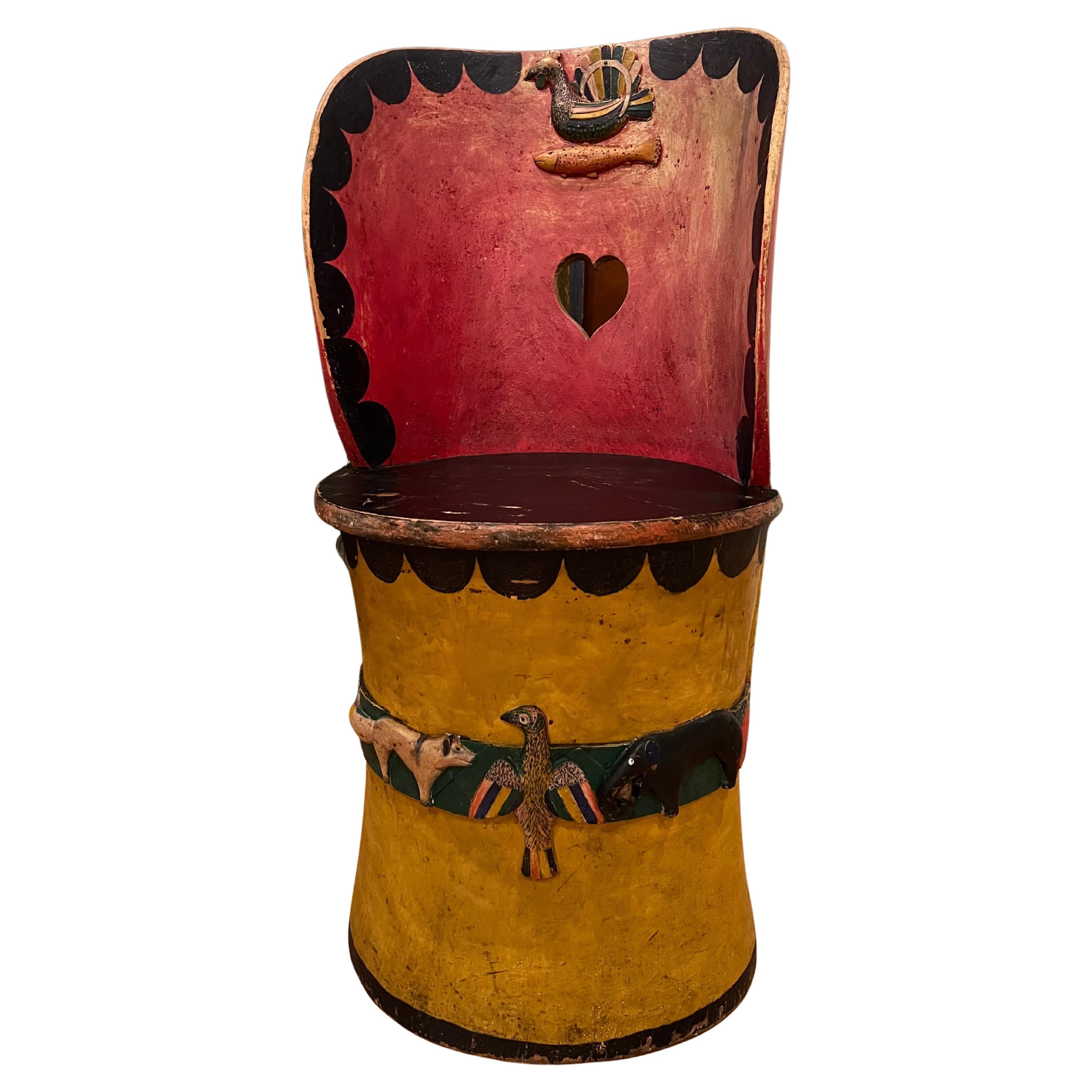 1800s Scandinavian Stump Chair, Museum-Quality Hand-crafted Folk Art, Norway For Sale
