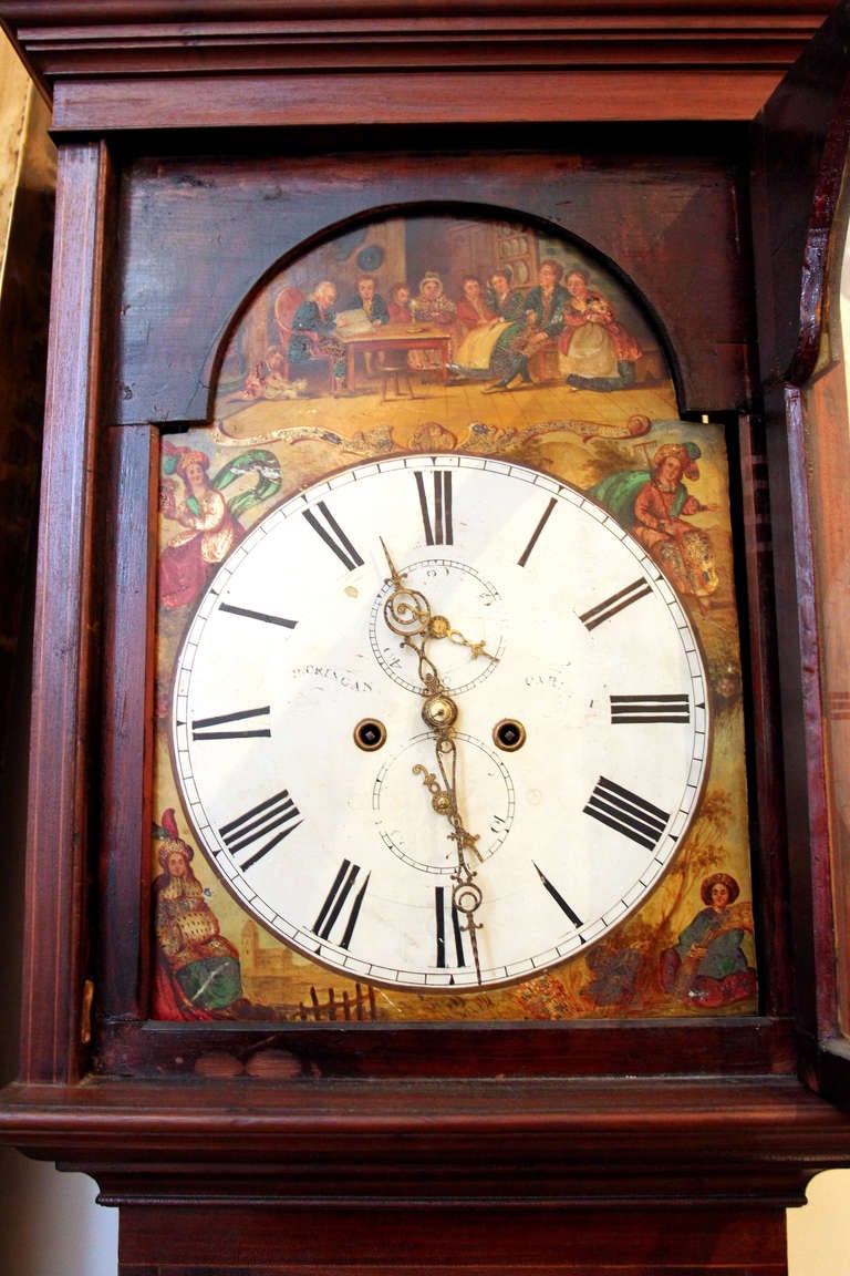 1800s Scottish Wooden Grandfather Clock In Good Condition In New York, NY