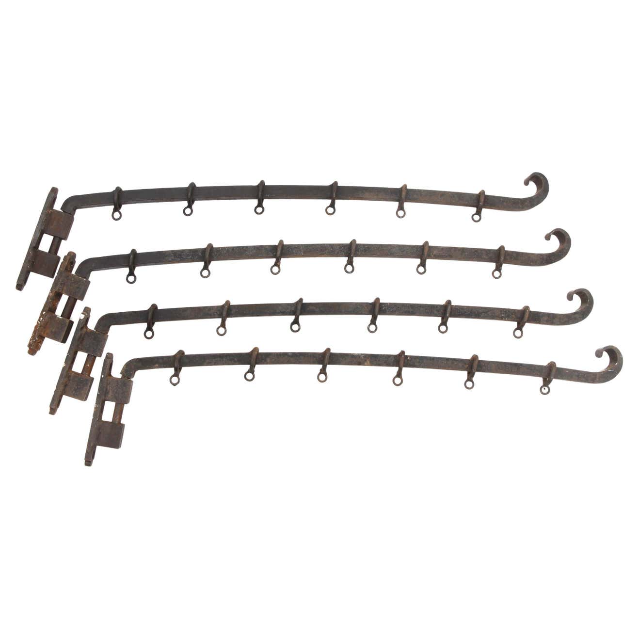 1800s Set Wrought Iron Original Gothic Swing Curtain Rods For Sale at ...