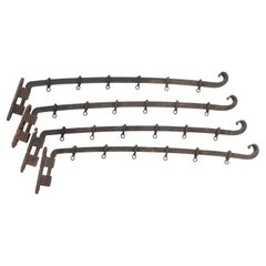 1800s Set Wrought Iron Original Gothic Swing Curtain Rods
