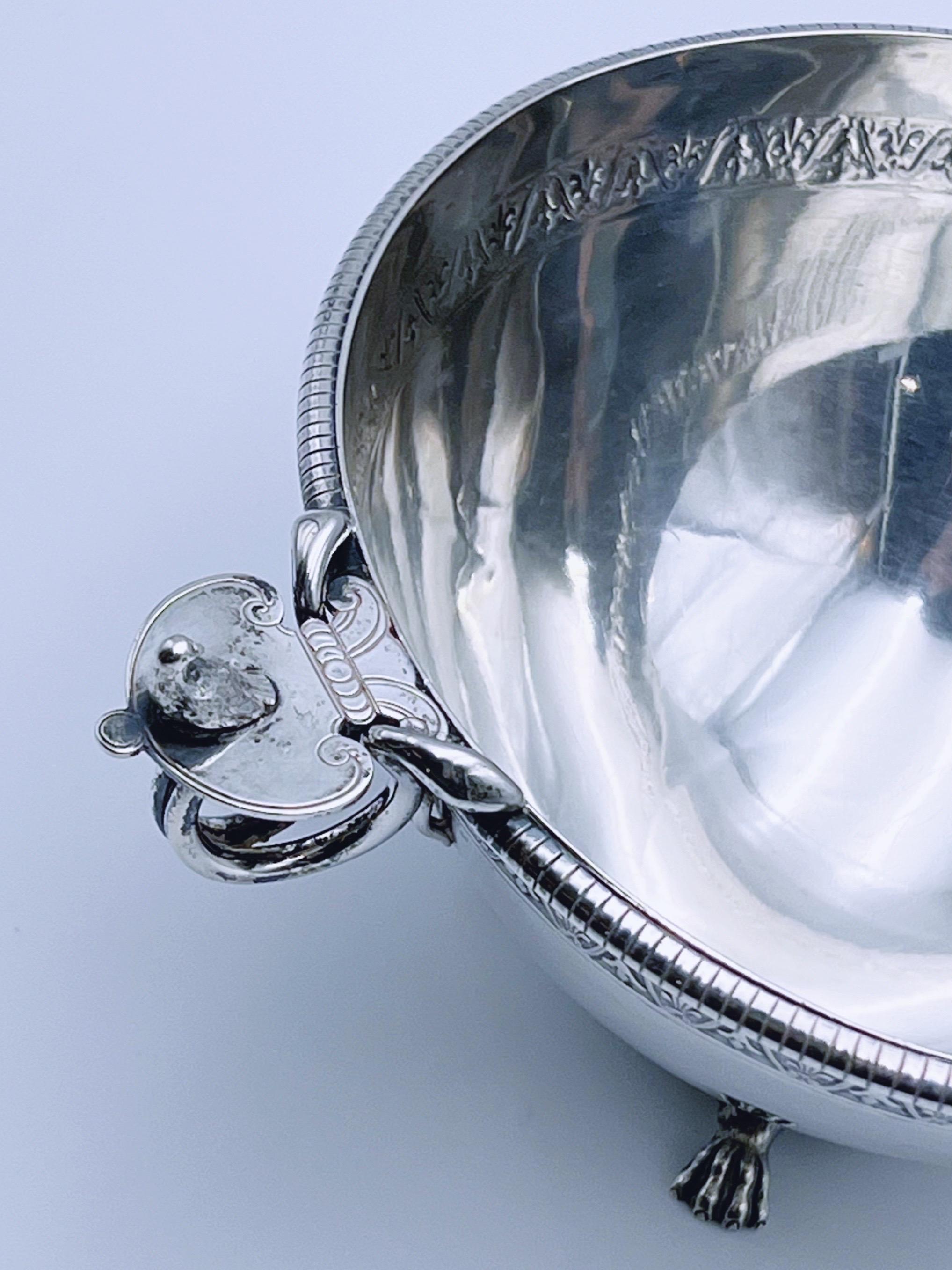 Cuenco de plata de 1800 de DRAGSTED para Simon Groth, Dinamarca. Asa de pájaro y serpiente en venta 3