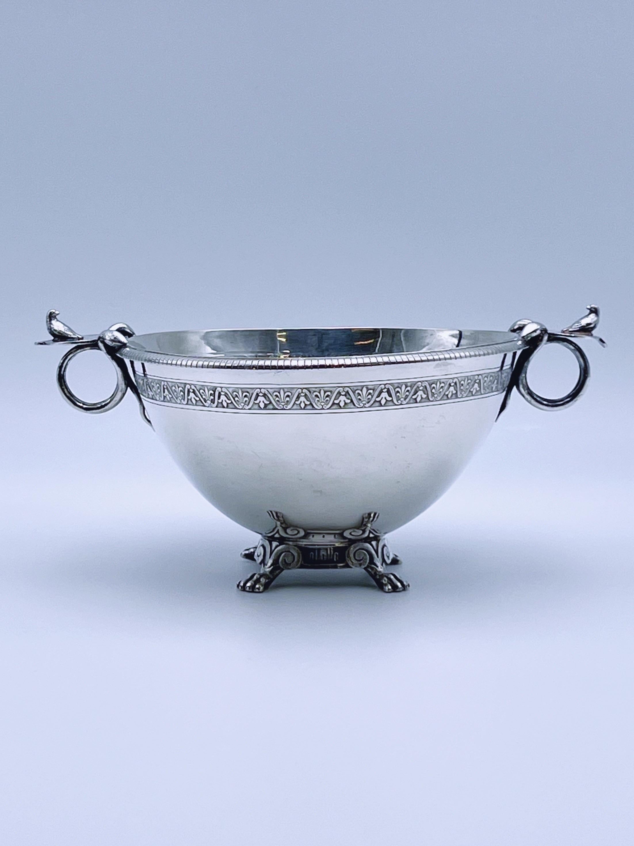Cuenco de plata de 1800 de DRAGSTED para Simon Groth, Dinamarca. Asa de pájaro y serpiente en venta 4