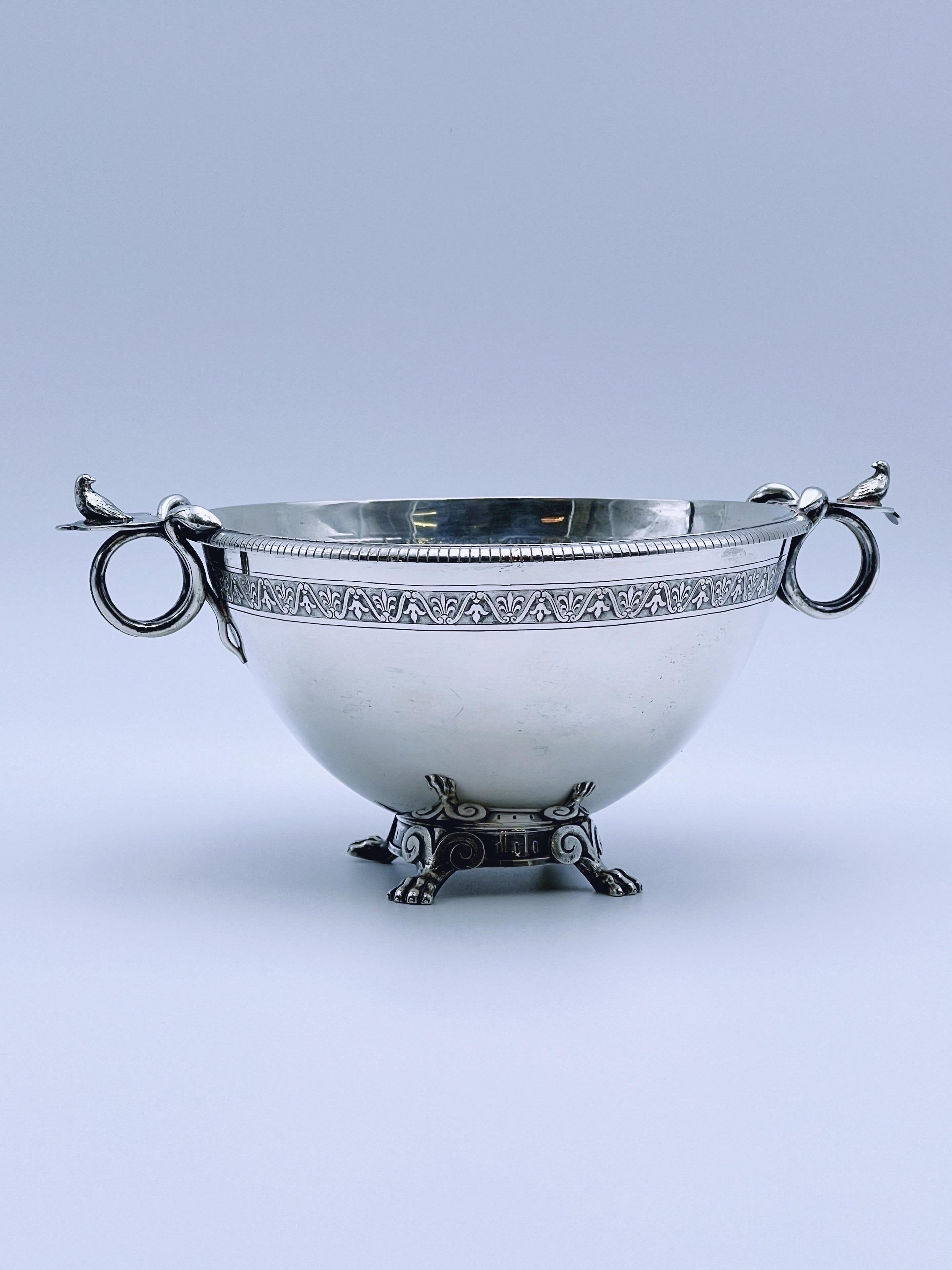 Cuenco de plata de 1800 de DRAGSTED para Simon Groth, Dinamarca. Asa de pájaro y serpiente en venta 6