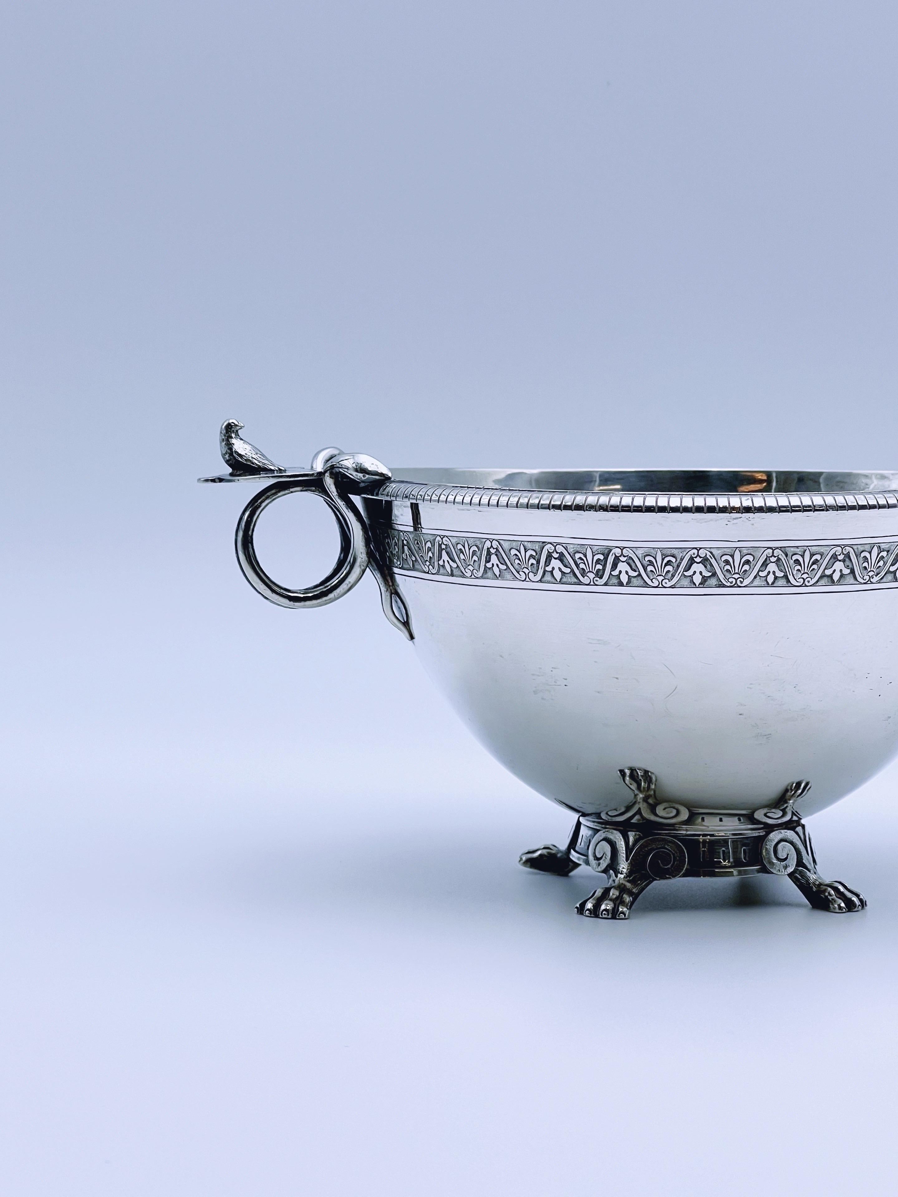 Cuenco de plata de 1800 de DRAGSTED para Simon Groth, Dinamarca. Asa de pájaro y serpiente en venta 7