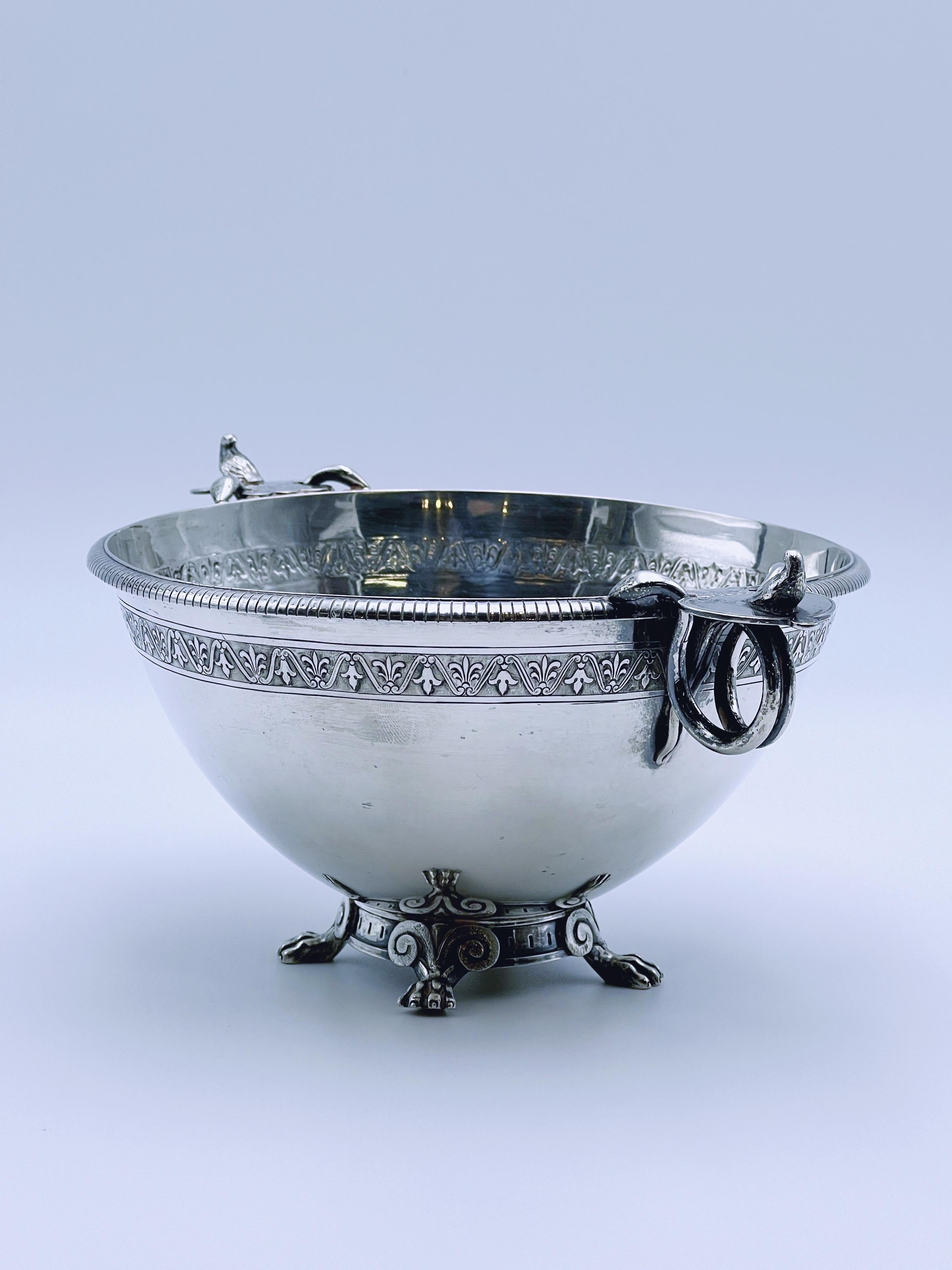 Cuenco de plata de 1800 de DRAGSTED para Simon Groth, Dinamarca. Asa de pájaro y serpiente en venta 9