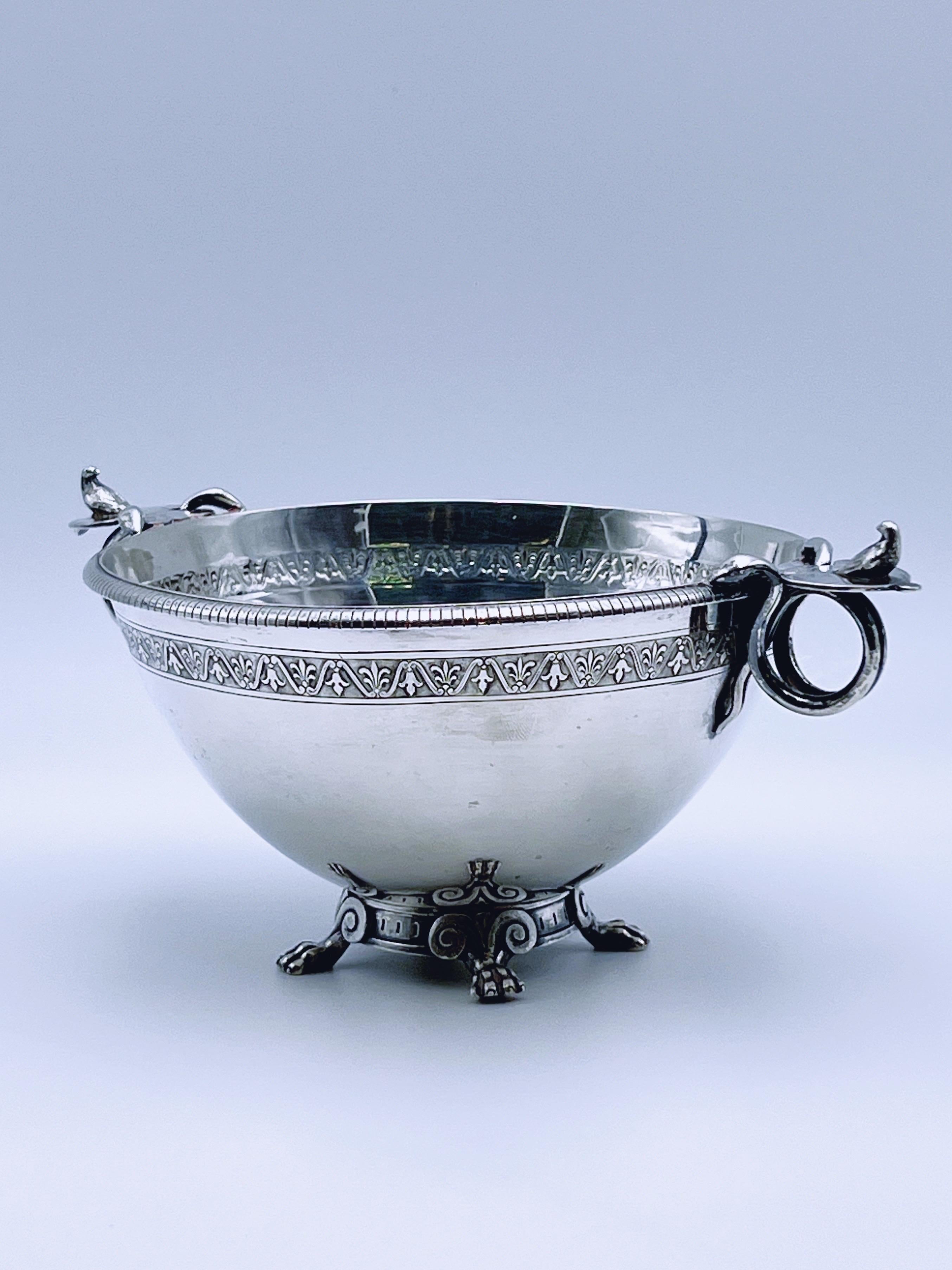 Cuenco de plata de 1800 de DRAGSTED para Simon Groth, Dinamarca. Asa de pájaro y serpiente en venta 1