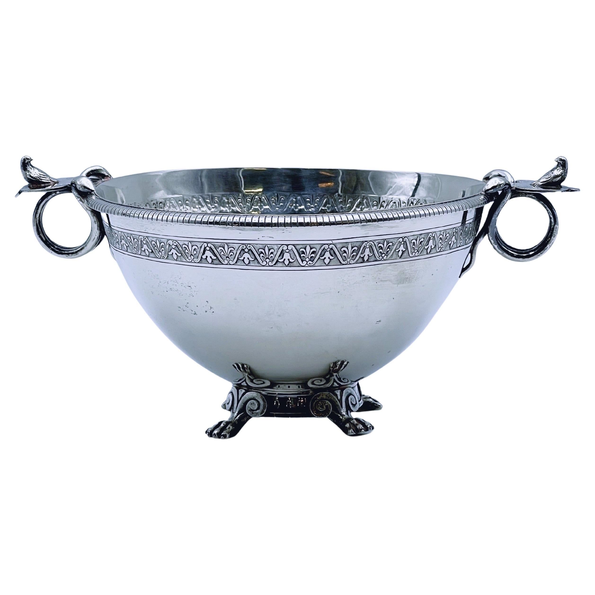 Cuenco de plata de 1800 de DRAGSTED para Simon Groth, Dinamarca. Asa de pájaro y serpiente en venta