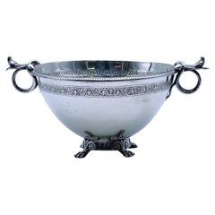 1800s Silver Bowl by DRAGSTED for Simon Groth, Denmark. Bird and Snake Handle