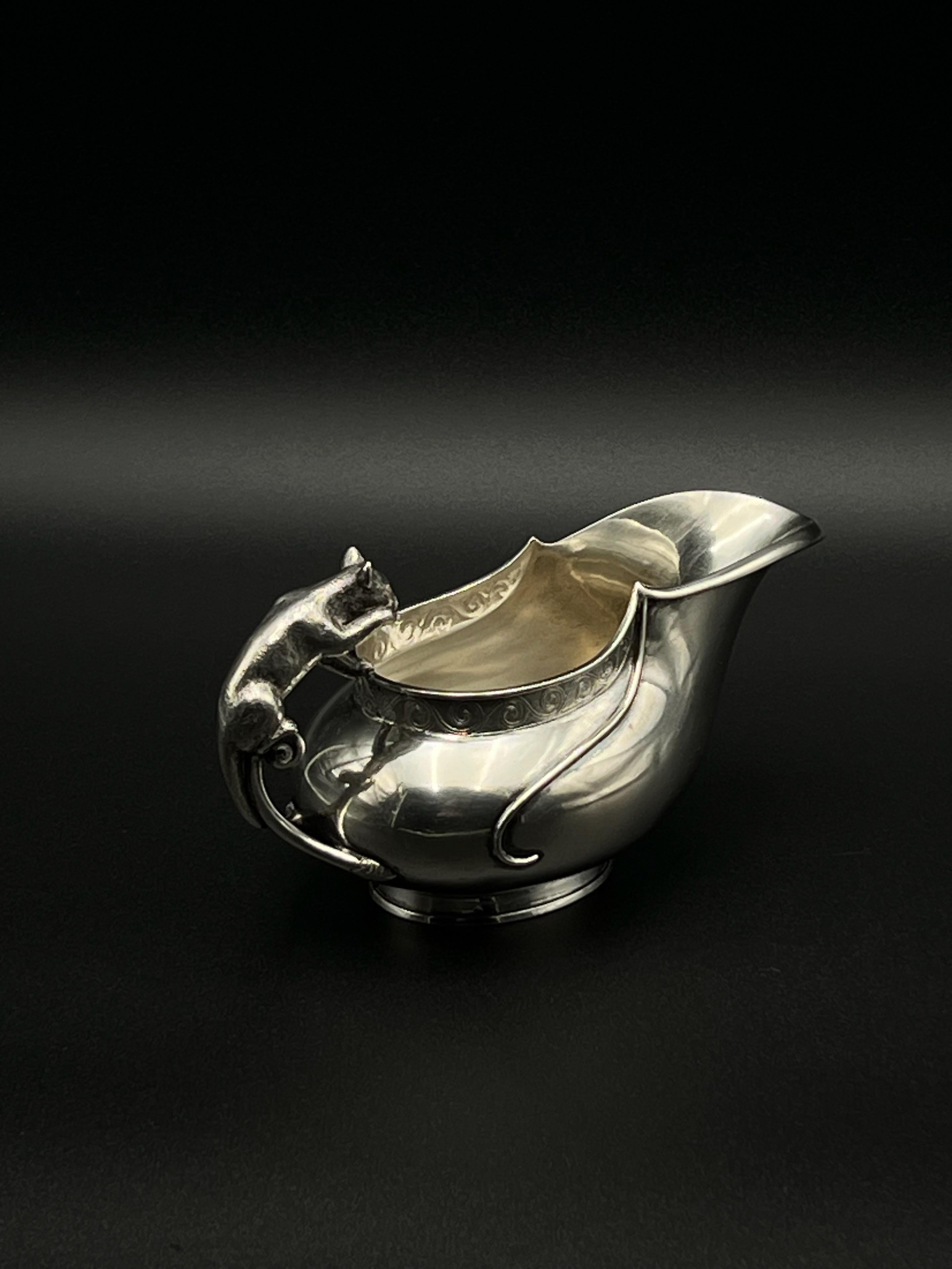 Barattolo per Sauce in argento con manico CAT del 1800 di DRAGSTED per Simon Groth, Danimarca in vendita 3